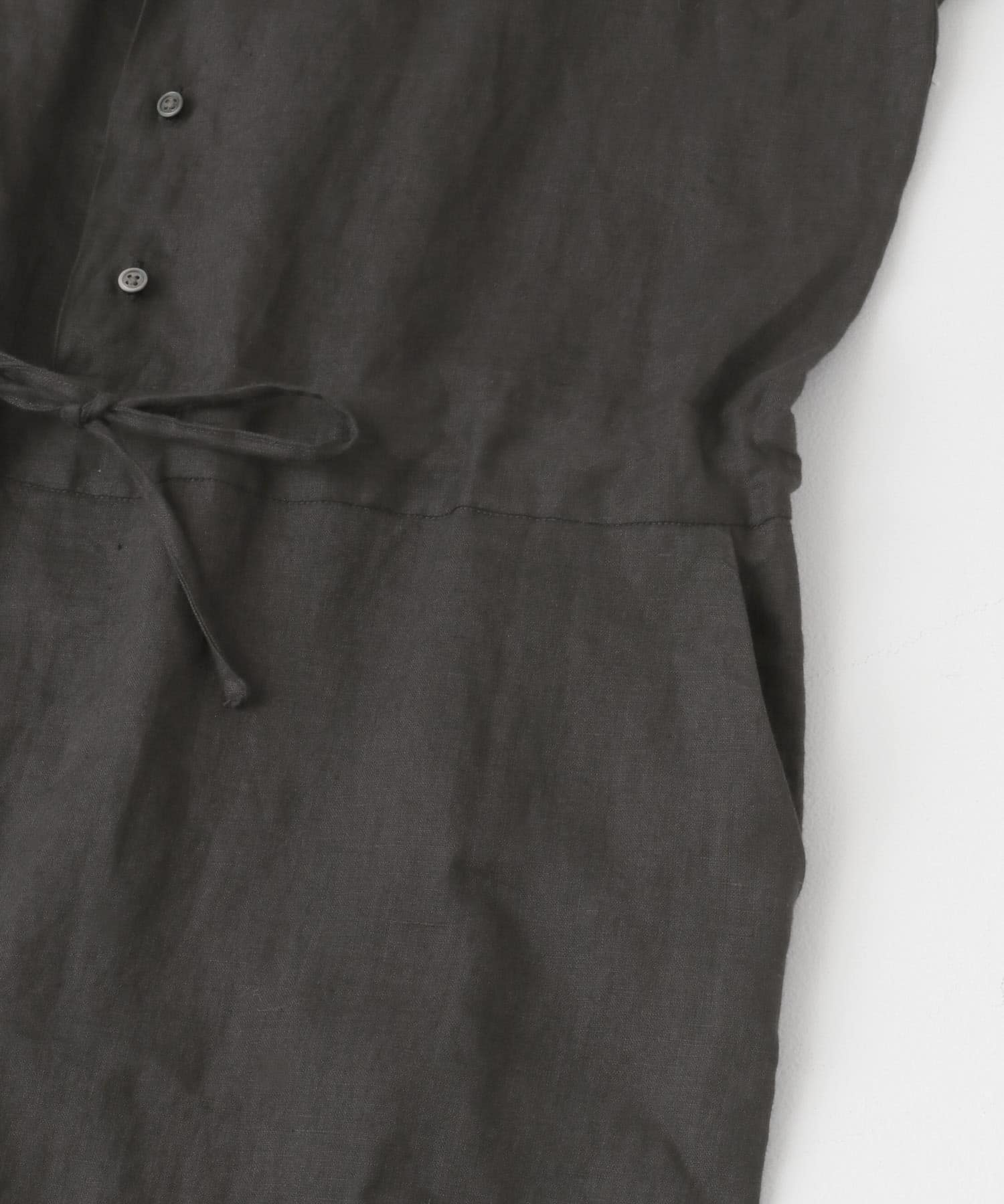 リネンハーフスリーブオールインワン CHARCOAL FREE