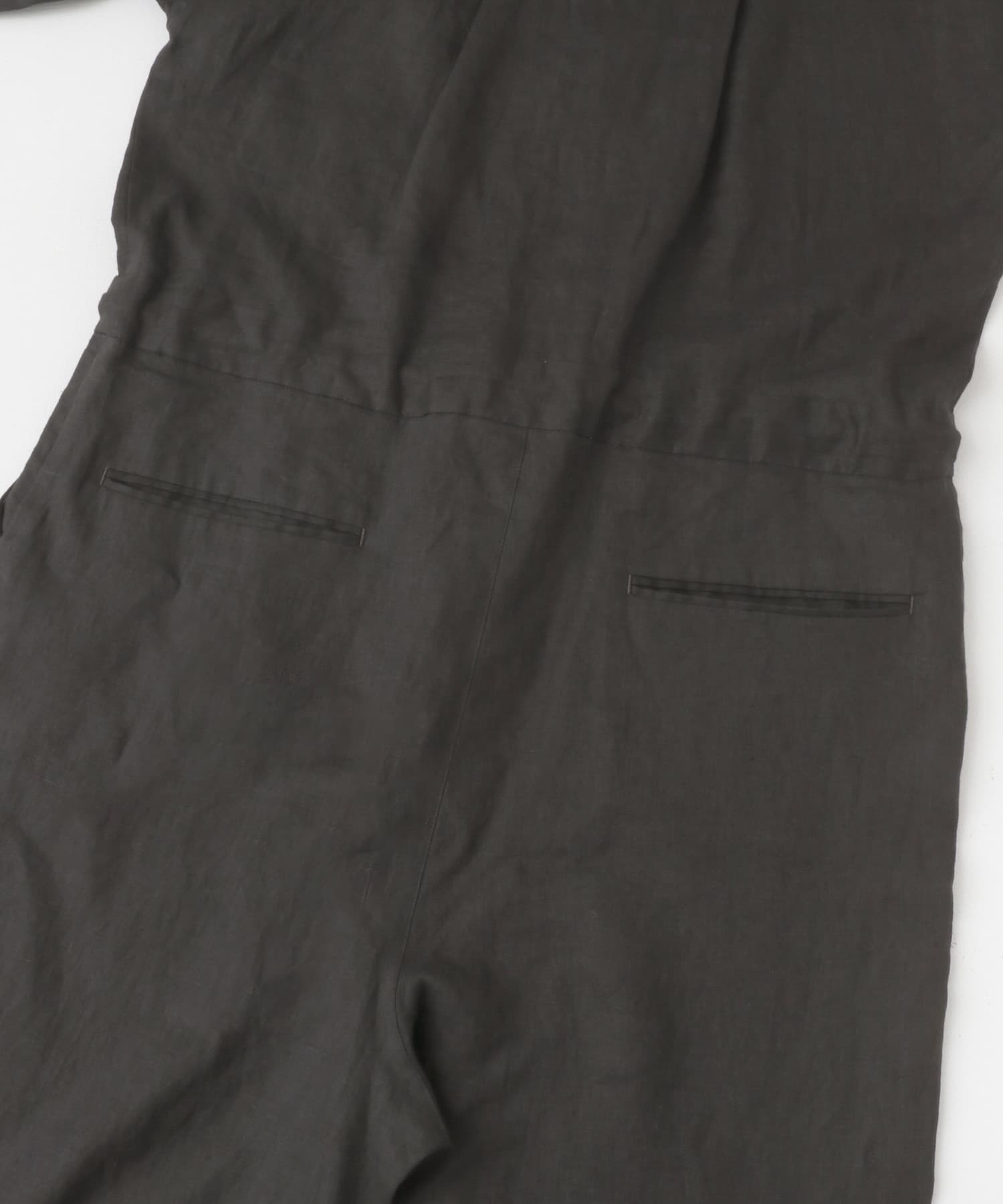 リネンハーフスリーブオールインワン CHARCOAL FREE
