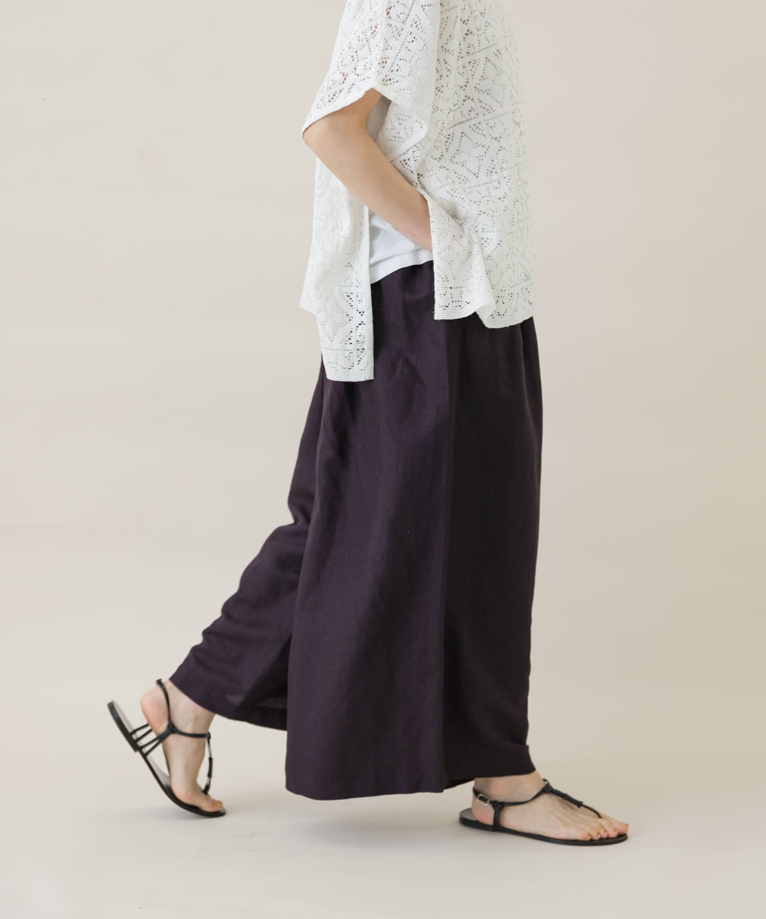 新品タグ付き　かぐれ　リネンコットンサルエルパンツ　アーバンリサーチドアーズ 新品タグ付き かぐれ リネンコットンサルエルパンツ アーバン