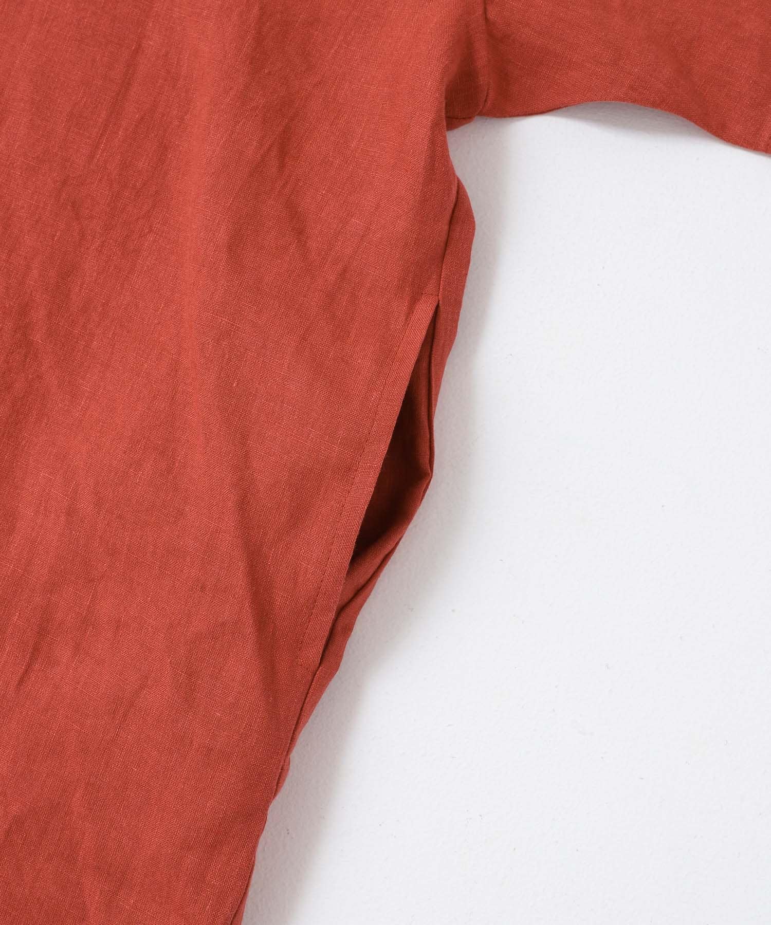 『2サイズ展開』リネンクルーネックワイドワンピース RED 0