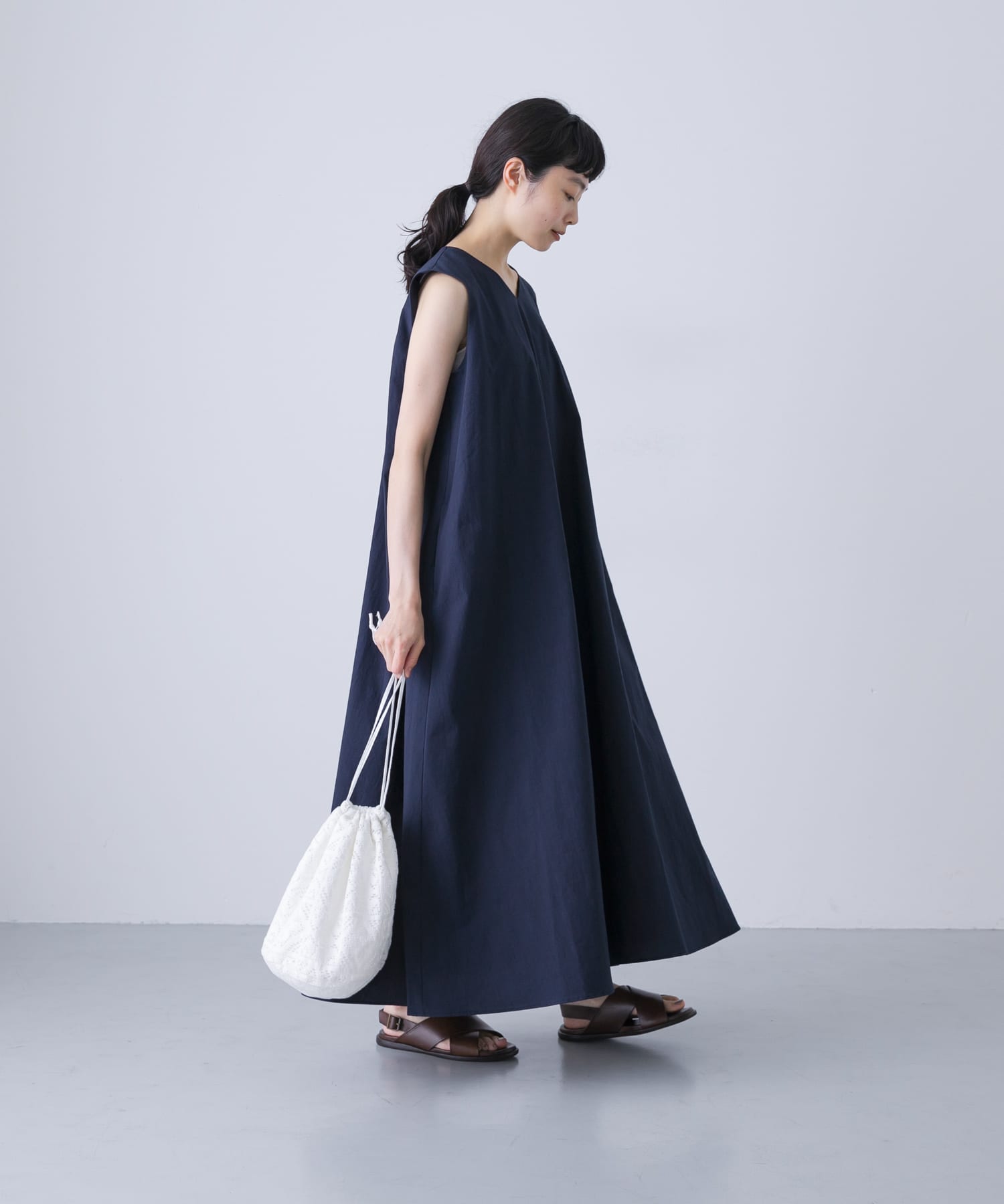 かぐれ　リネンAラインワンピース　ブラック　フリーサイズ かぐれ リネンAラインワンピース ブラック フリーサイズ かぐれ