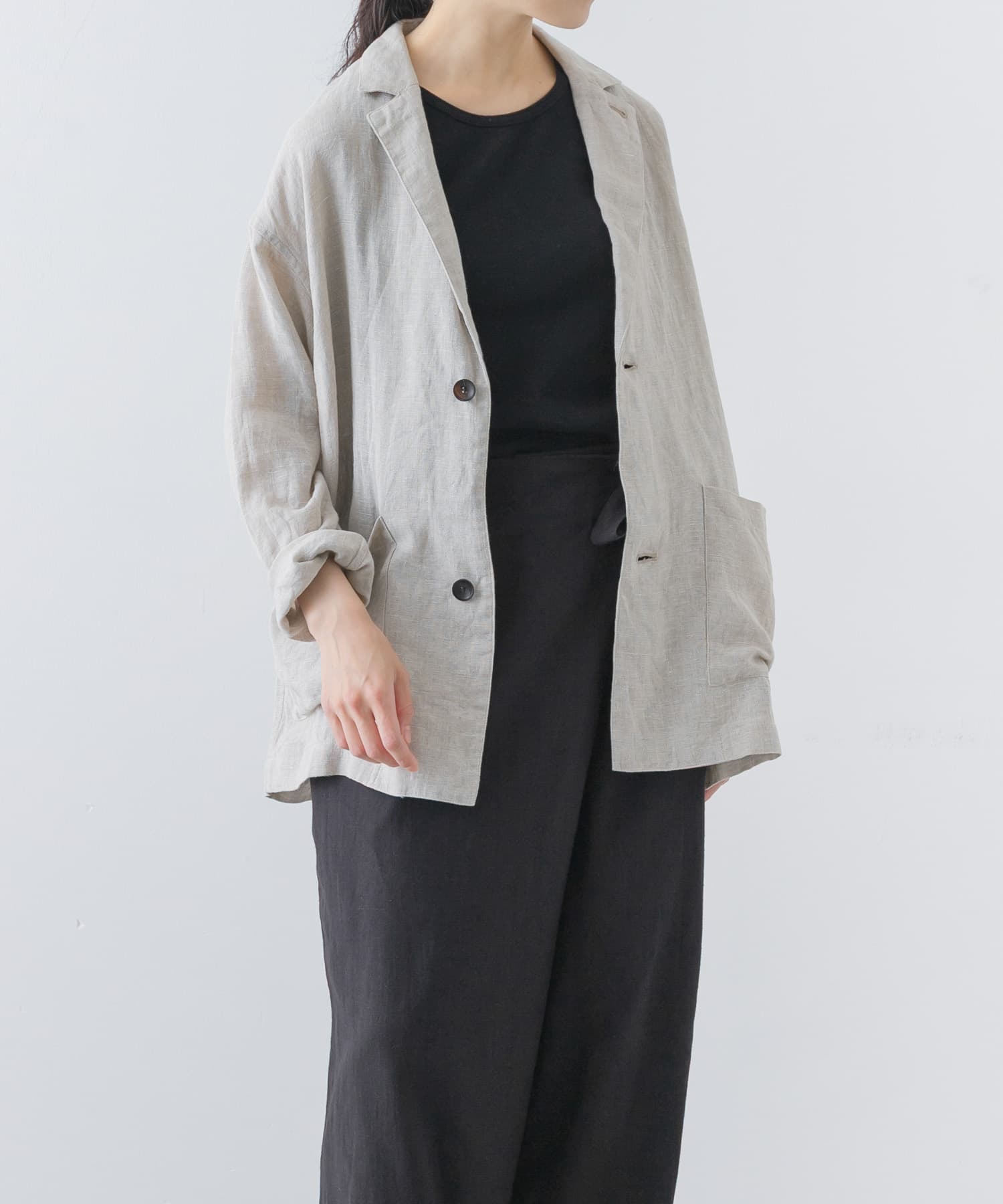 リネンテーラードジャケット