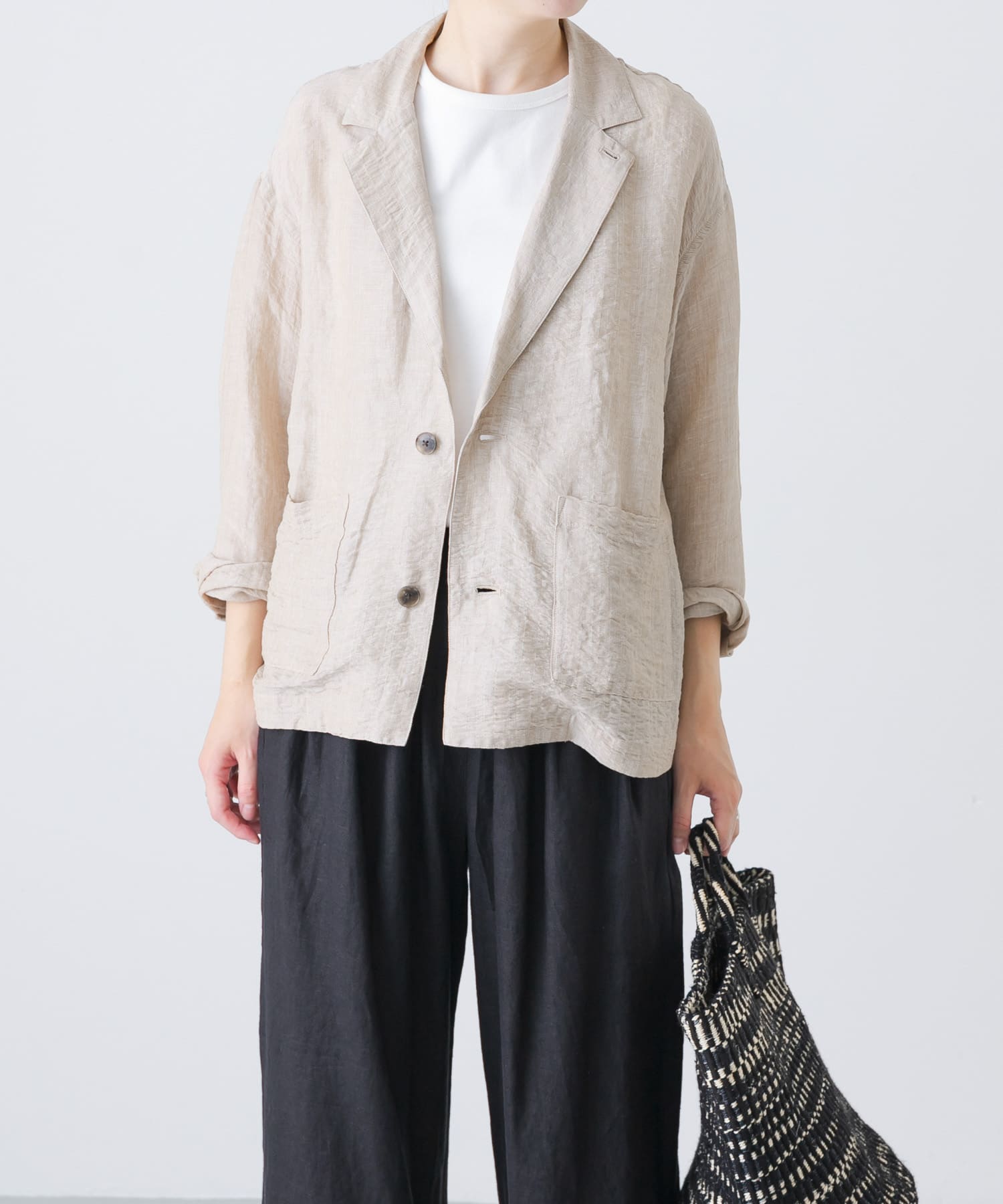 リネンレーヨンテーラードジャケット