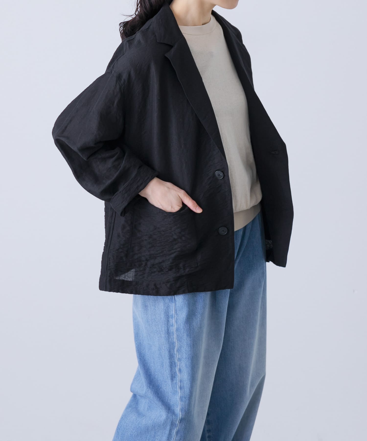 リネンレーヨンテーラードジャケット