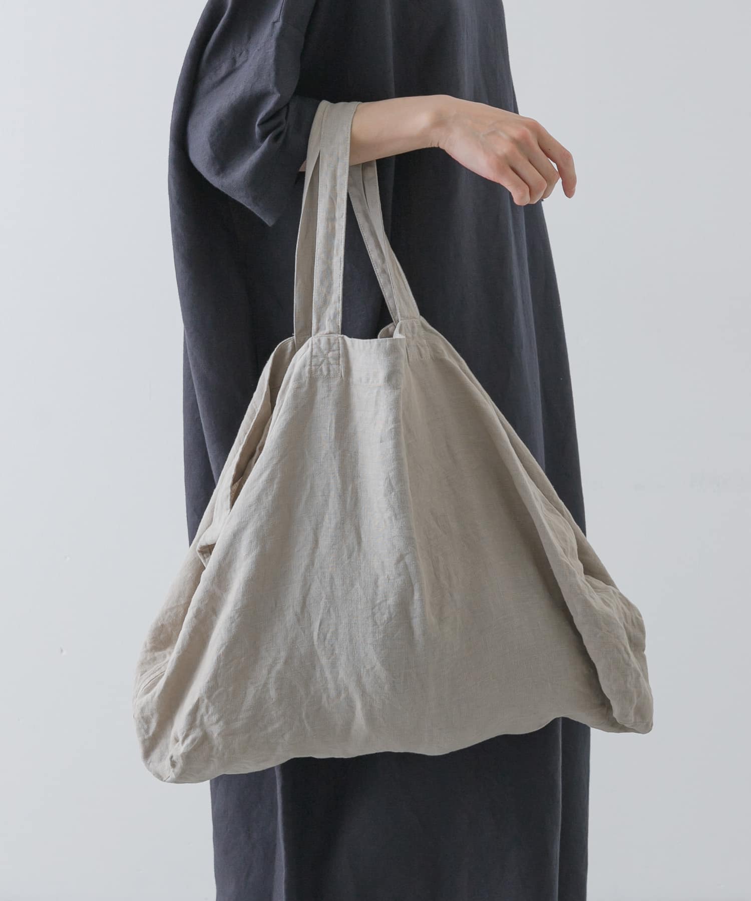 リネンビッグトートバッグ BEIGE FREE