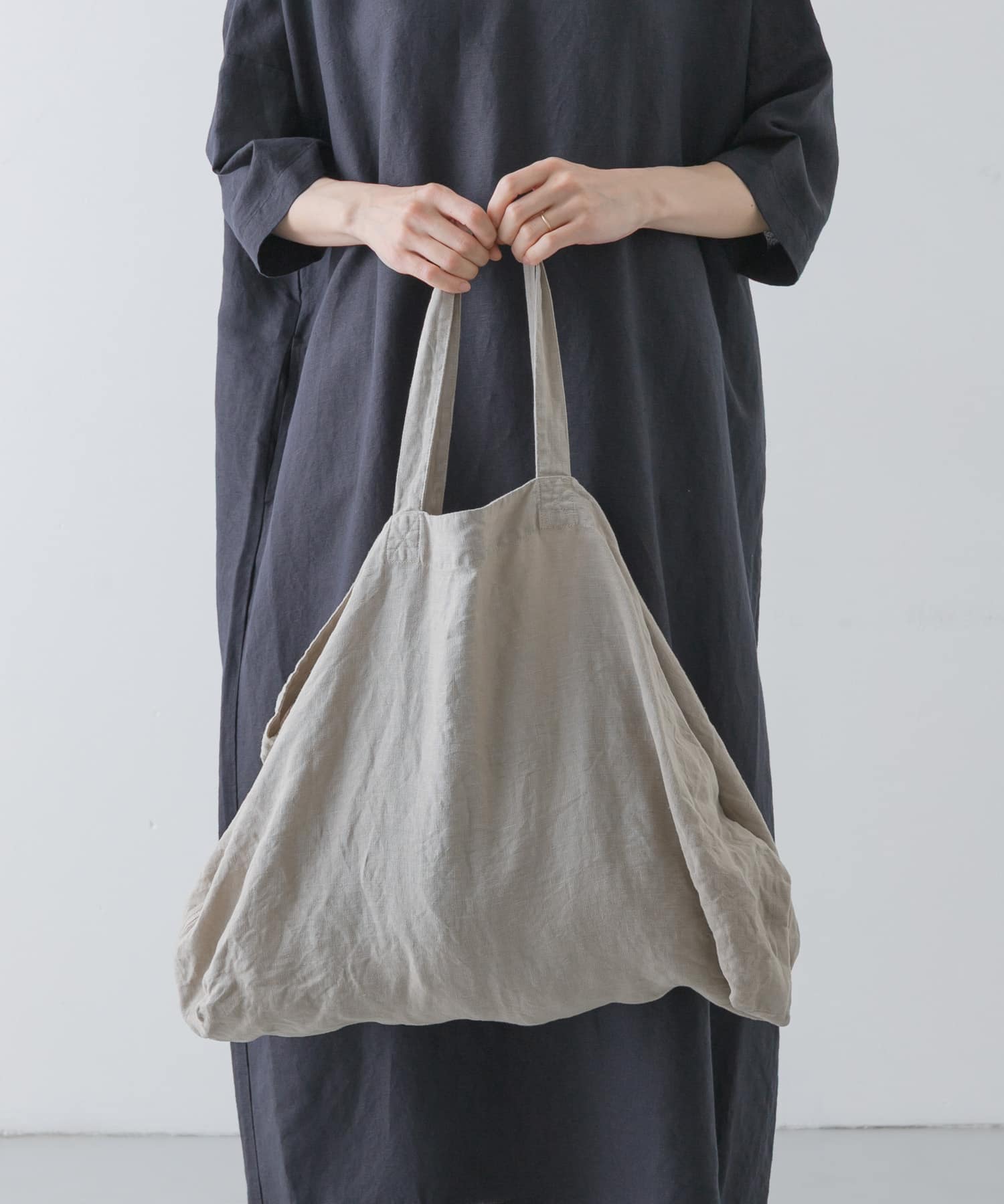 リネンビッグトートバッグ BEIGE FREE
