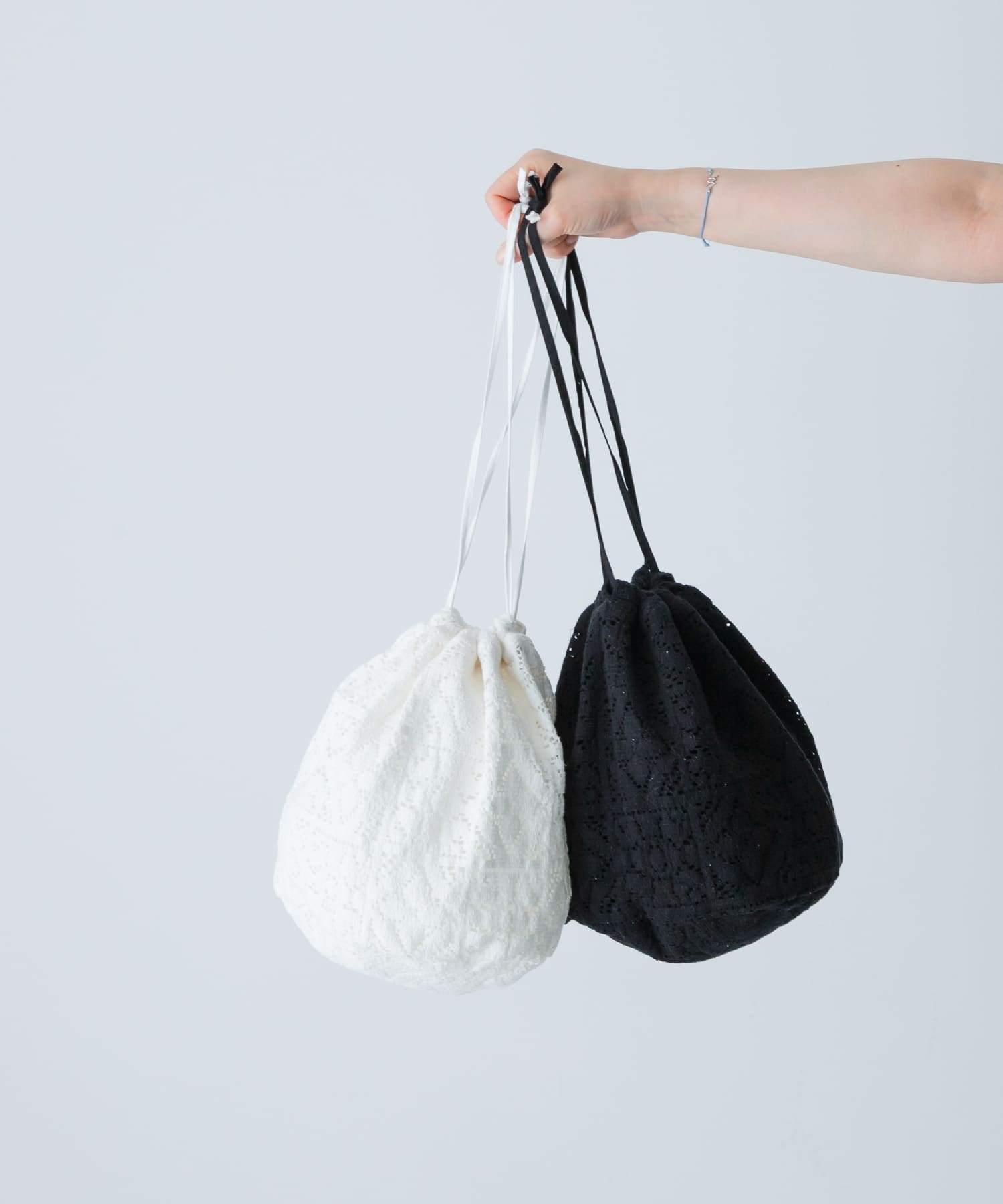 コットンレース巾着バッグ OFF FREE