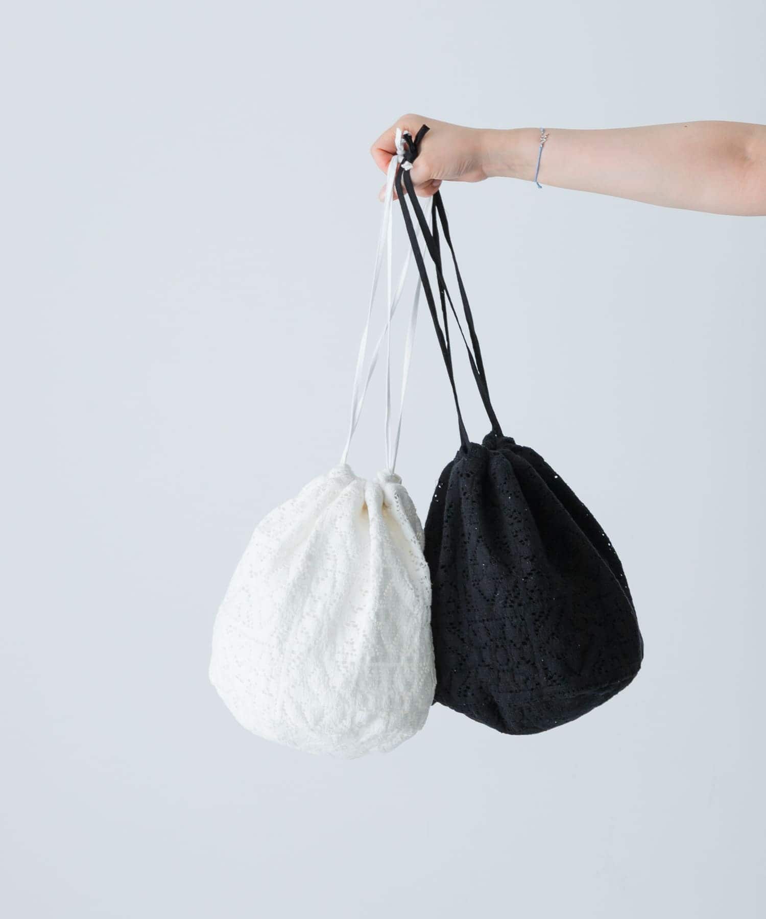 コットンレース巾着バッグ OFF FREE
