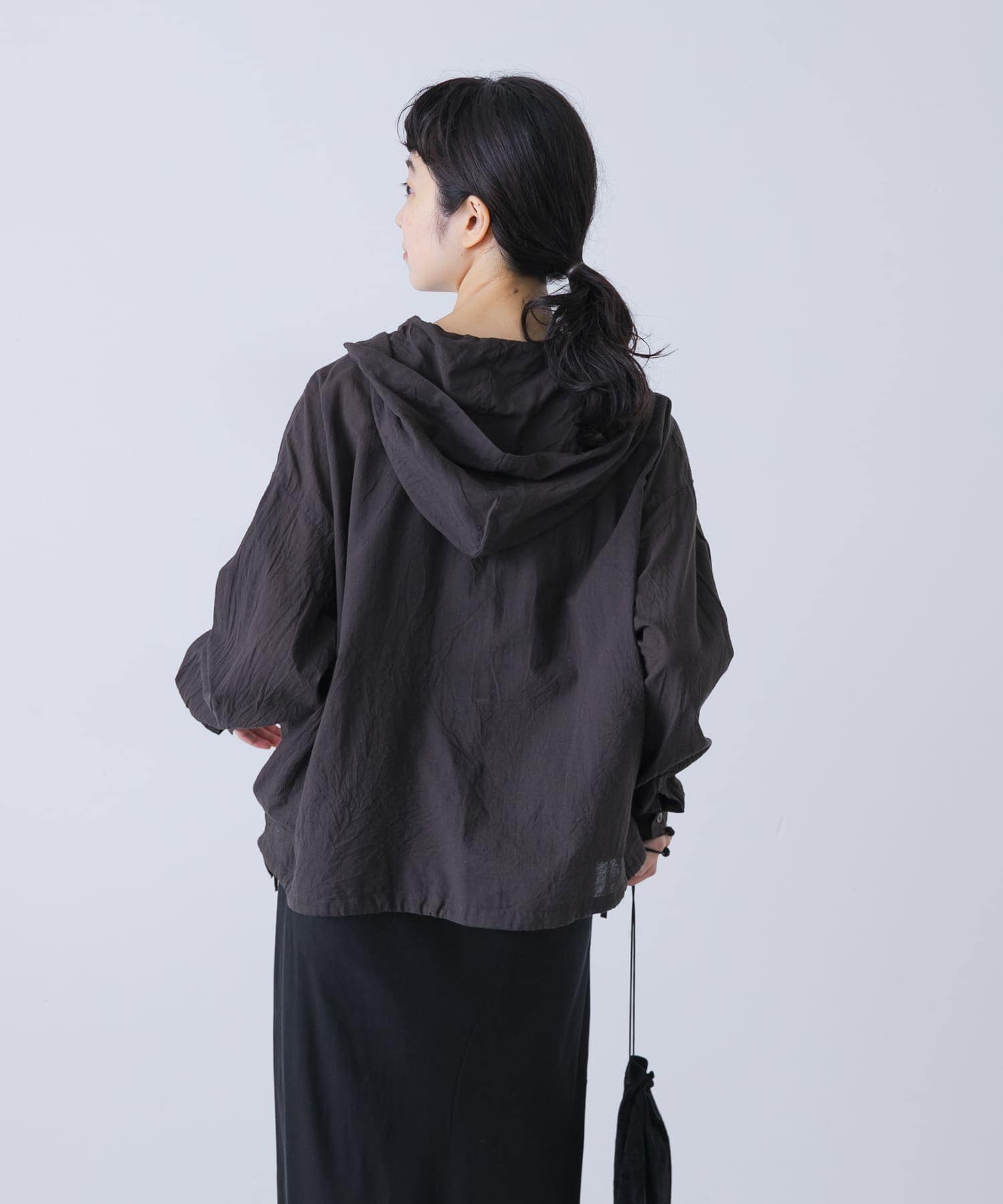 コットンシルクシアーフーディシャツ(FREE BLACK): トップス｜URBAN