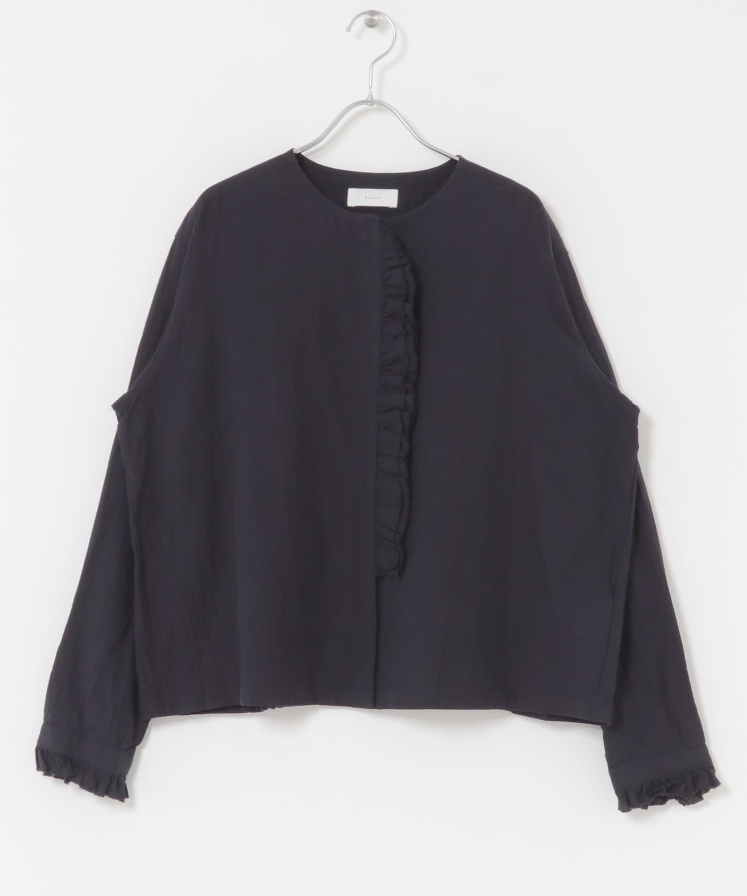 ワッシャーフリルブラウス NAVY FREE