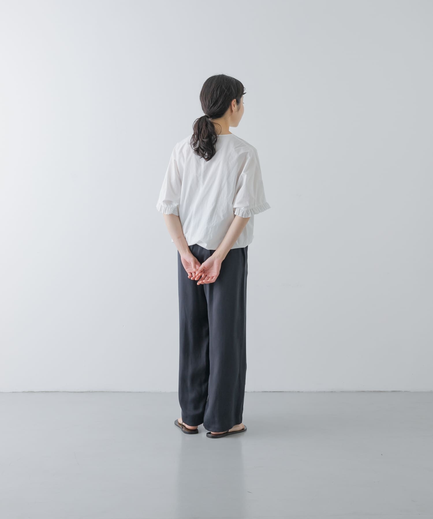 かぐれ　コットン2タックイージーパンツ キュプラ2タックイージーパンツ(FREE BLACK): ボトム｜URBAN