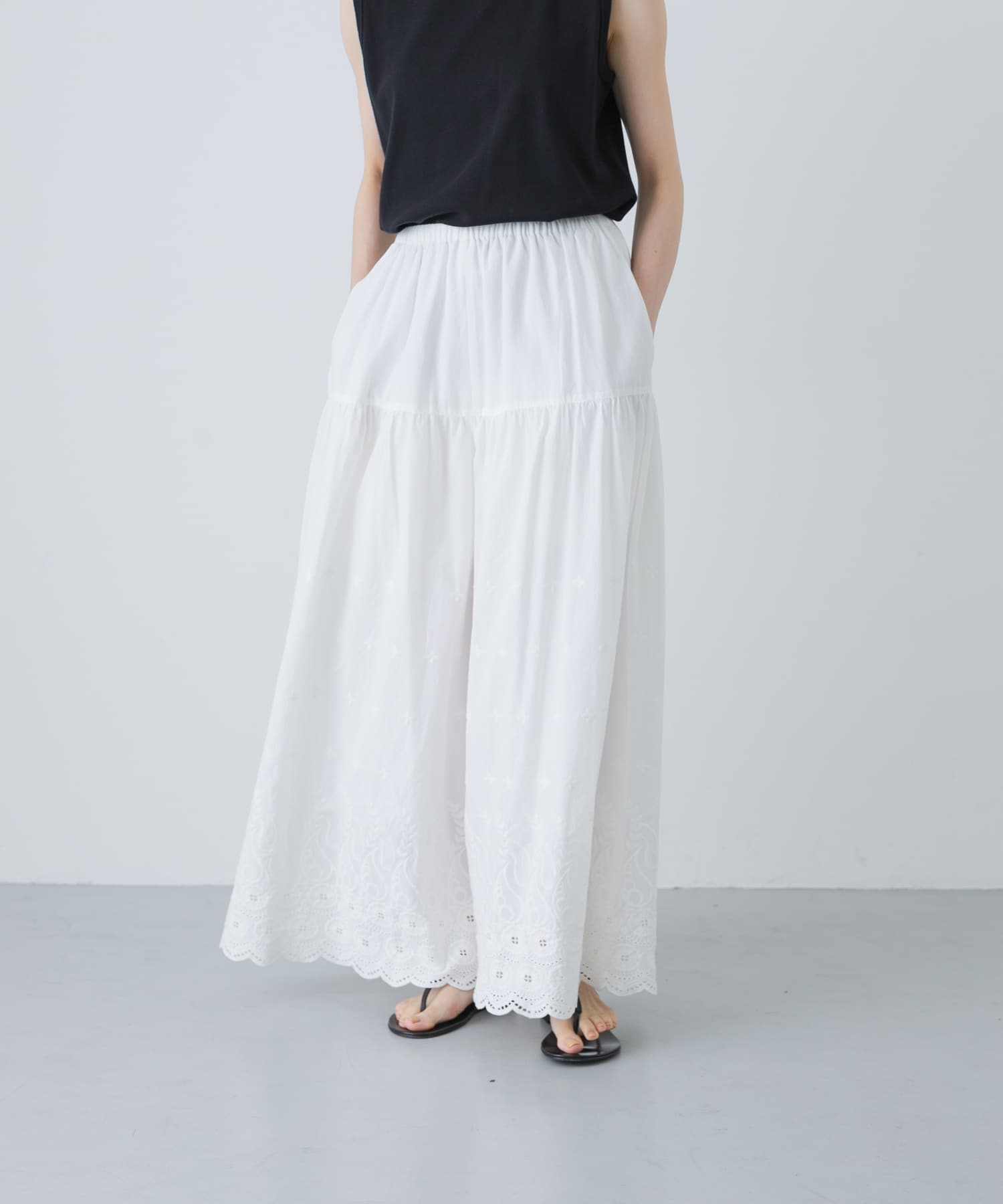 刺繍ティアードパンツ
