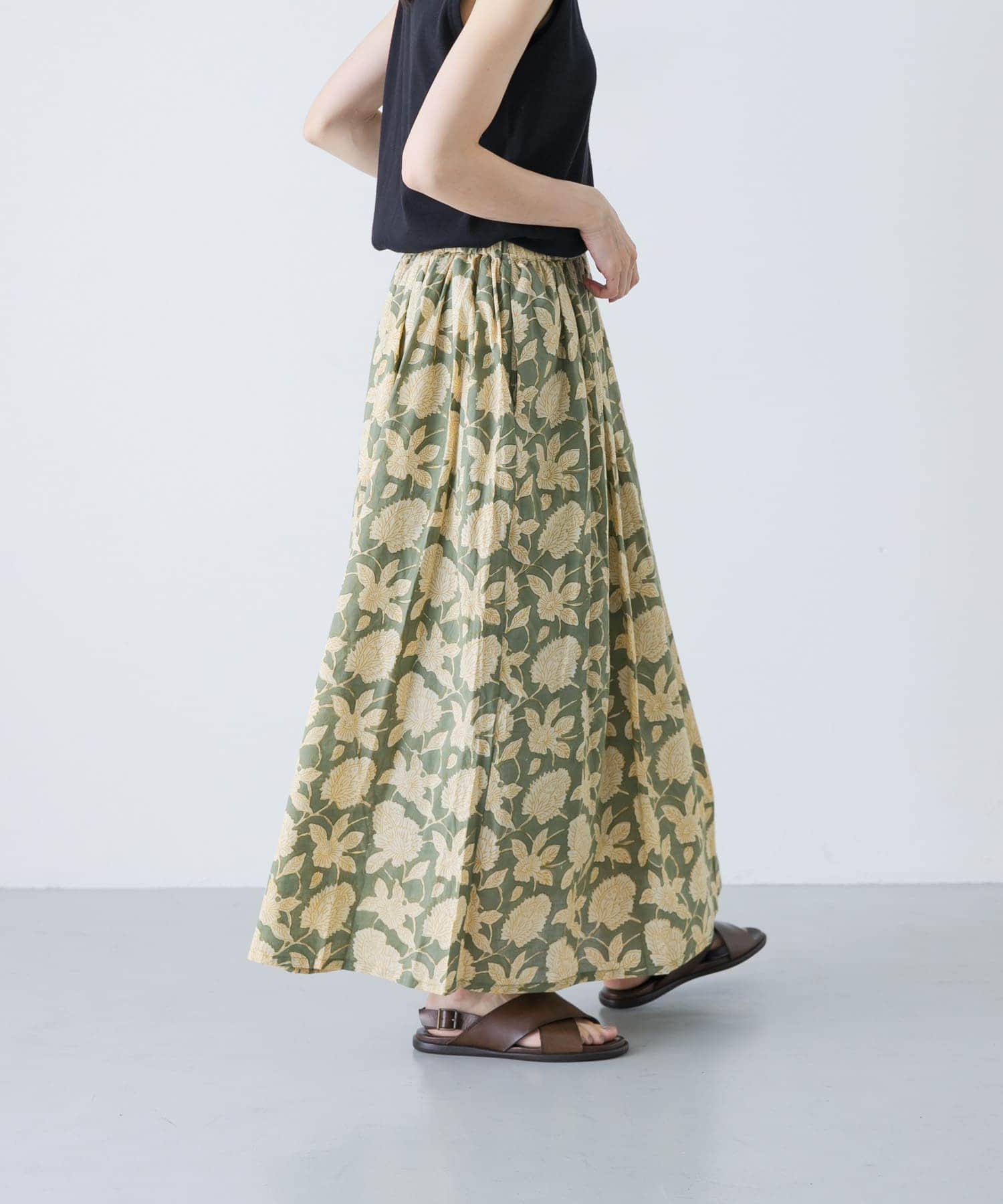 エスニックプリントギャザースカート