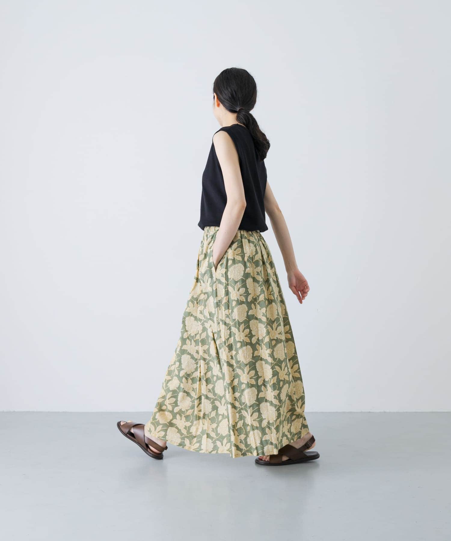 エスニックプリントギャザースカート(FREE KHAKI): スカート