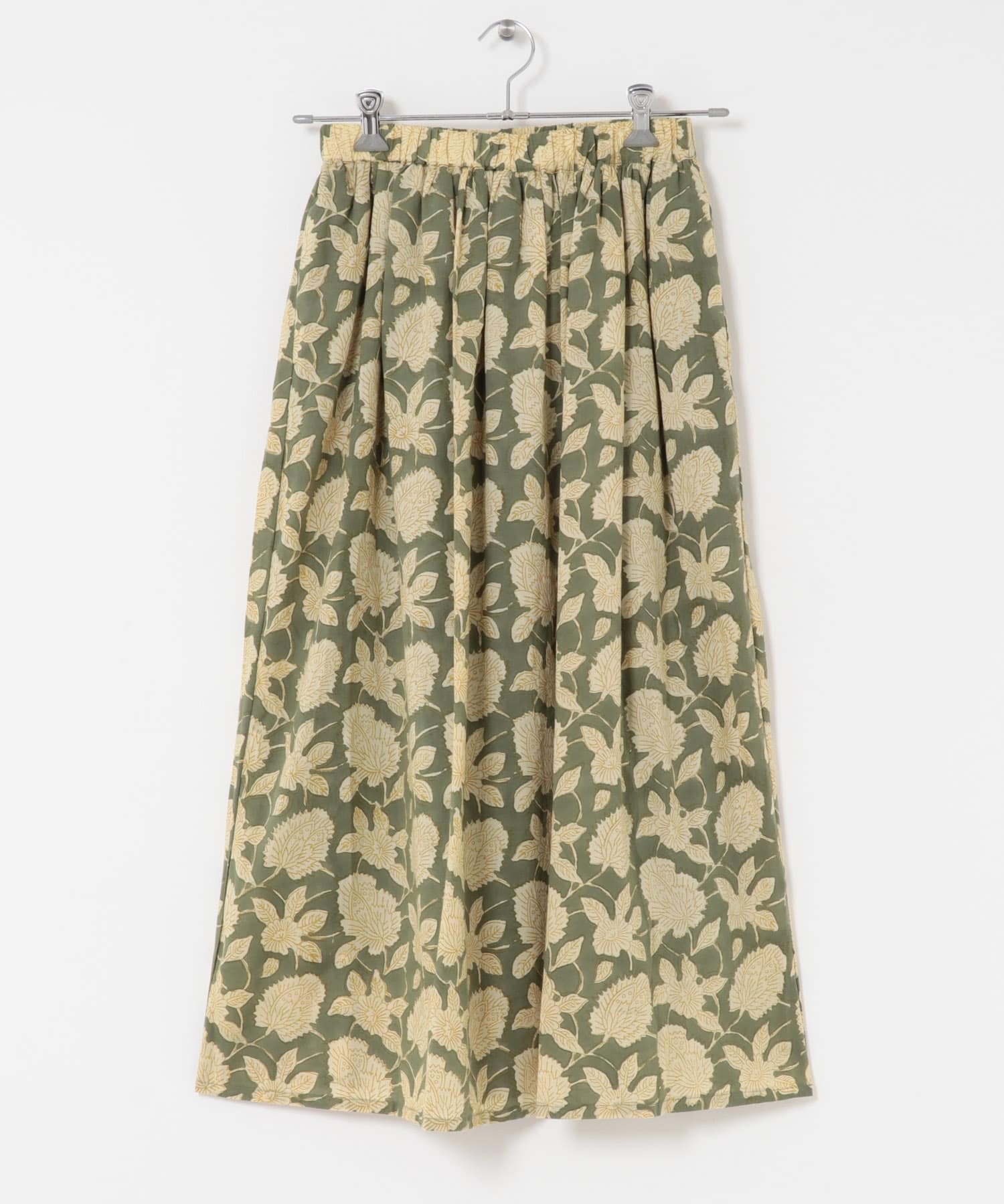 エスニックプリントギャザースカート KHAKI FREE