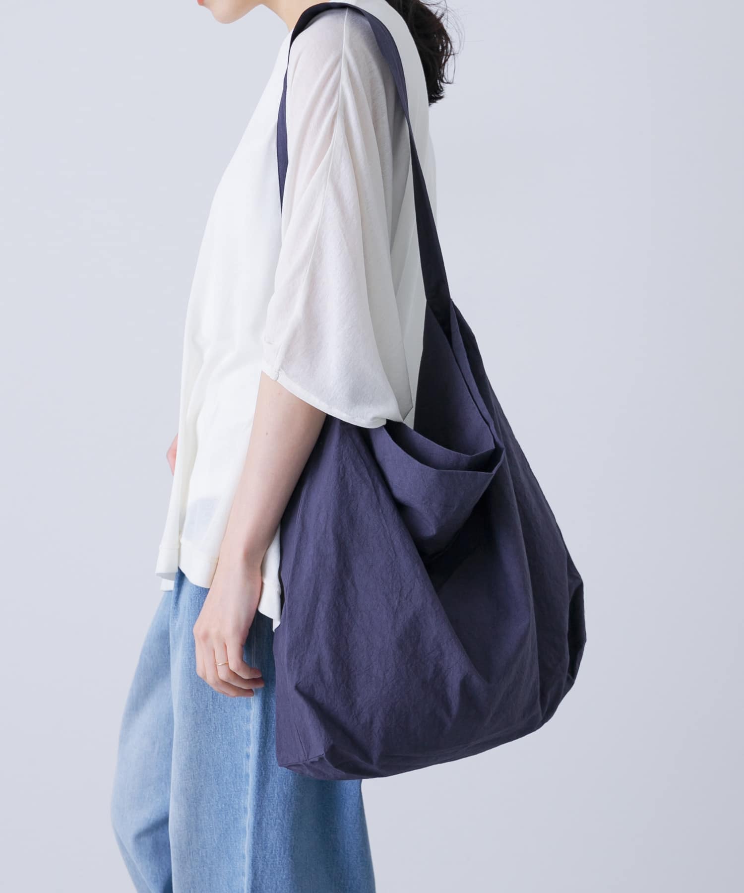 コットンショルダーバッグ NAVY FREE