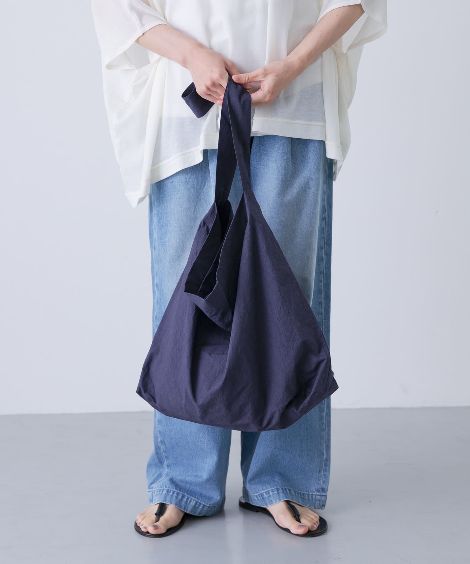 コットンショルダーバッグ NAVY FREE