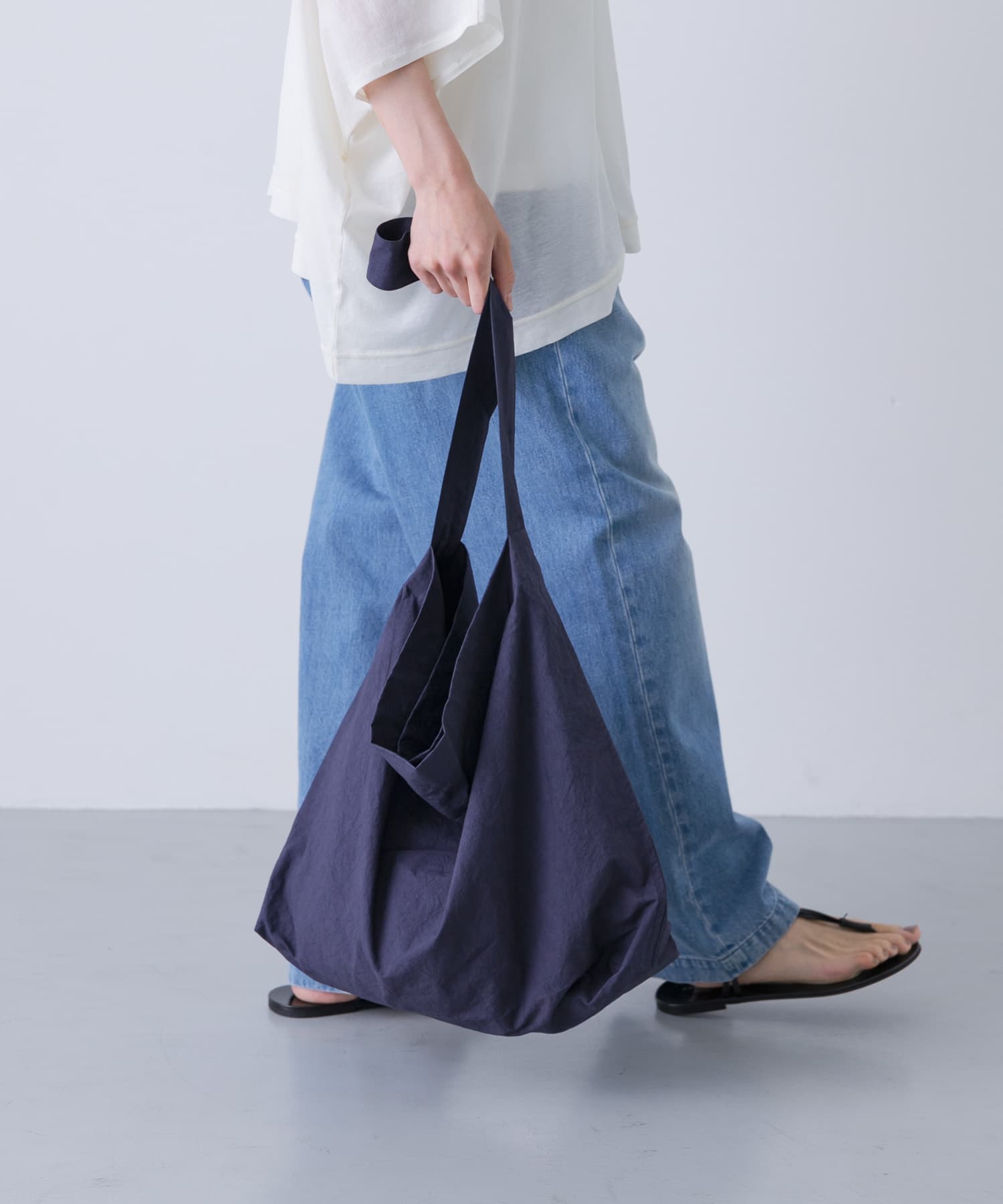 コットンショルダーバッグ NAVY FREE