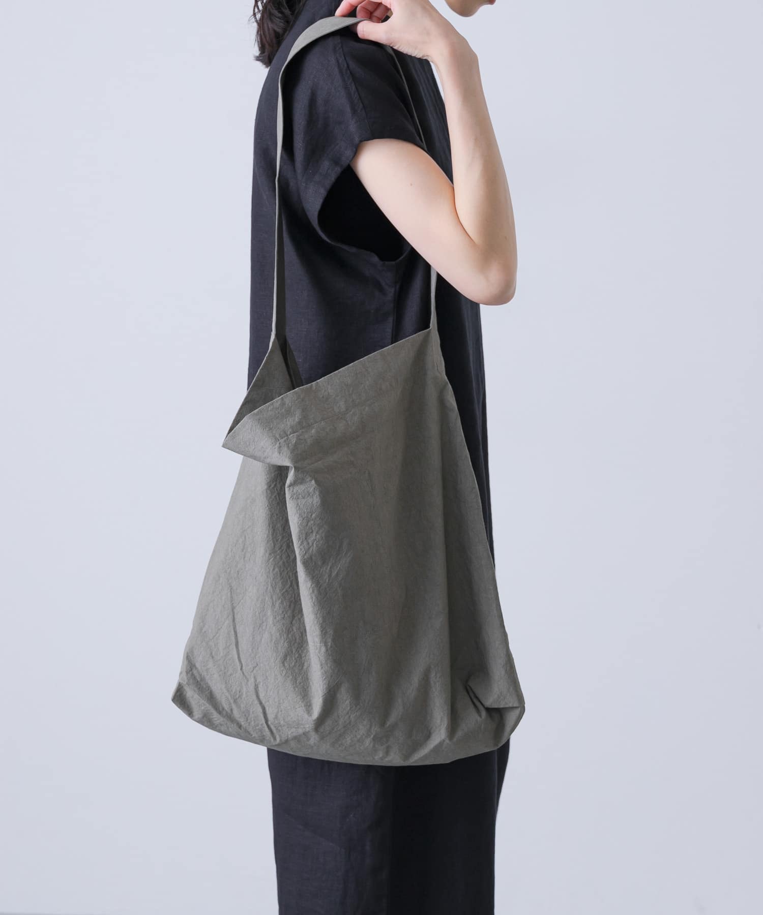 コットンショルダーバッグ GRAY FREE