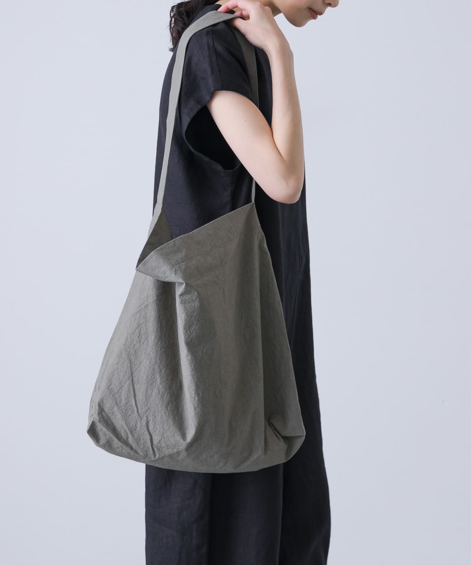 コットンショルダーバッグ GRAY FREE