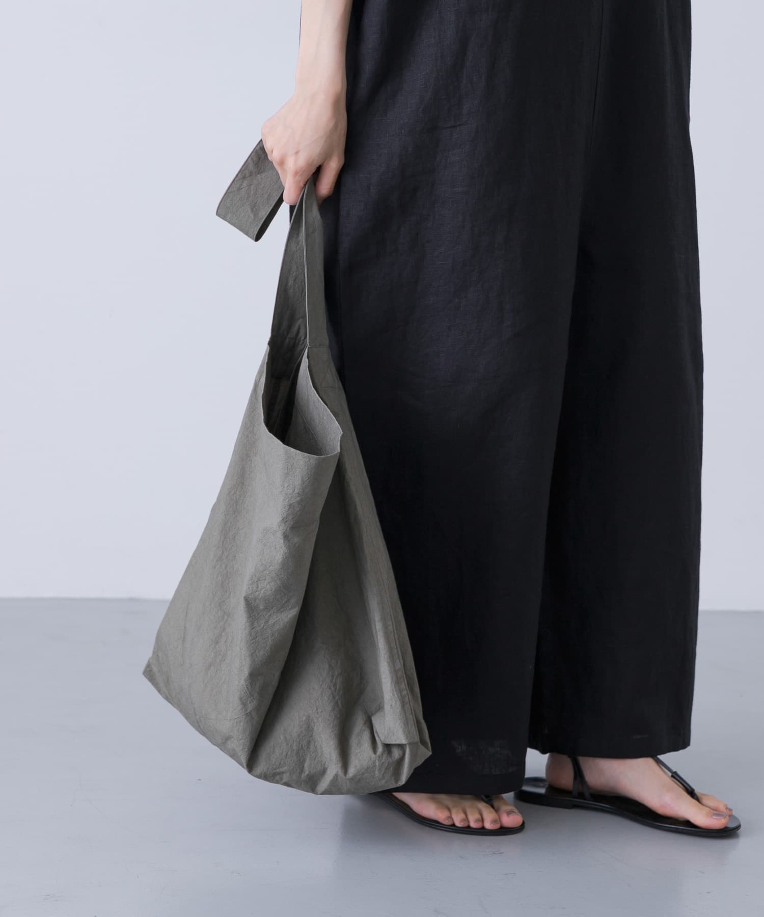コットンショルダーバッグ GRAY FREE
