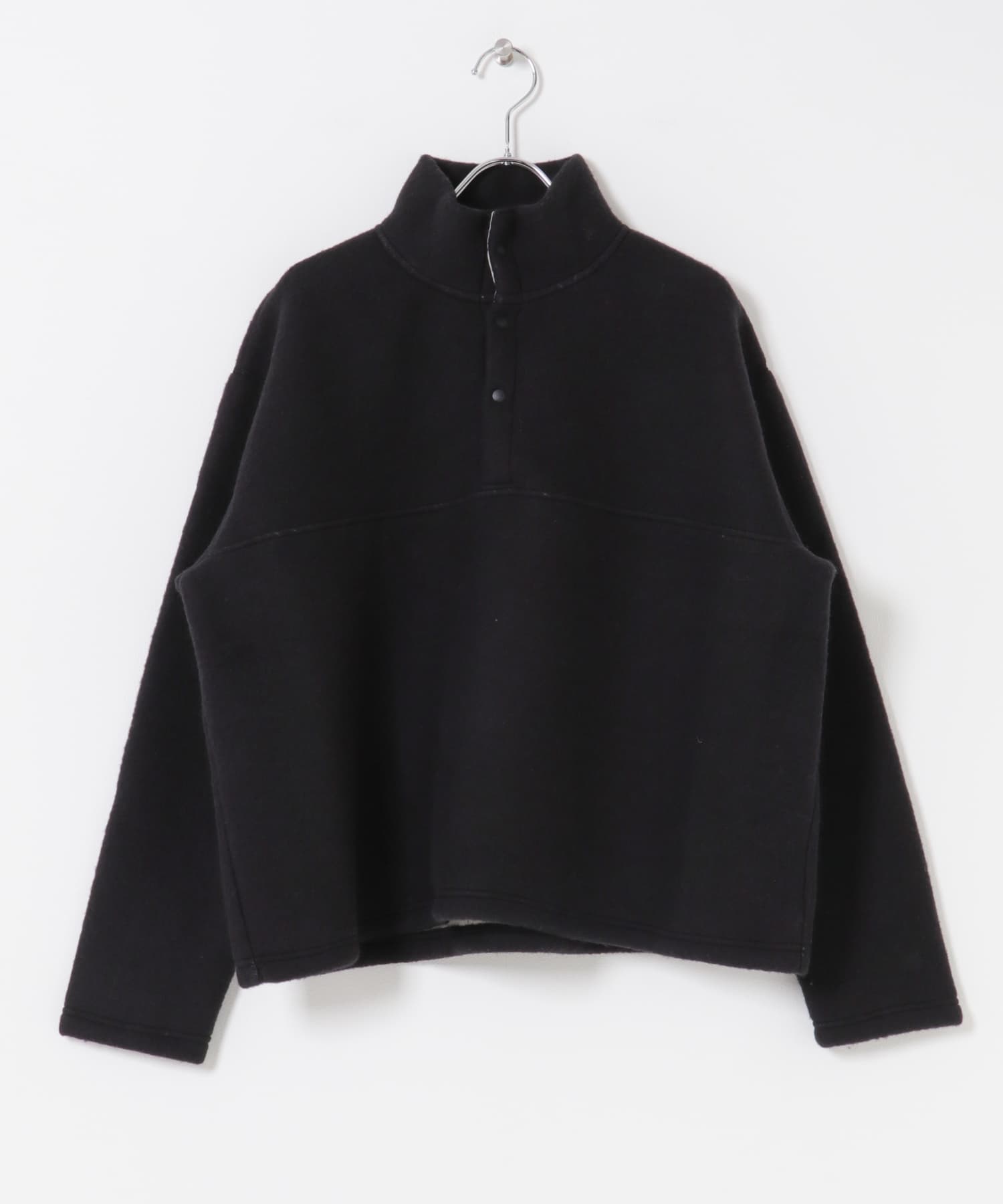 ウールコットンフリースプルオーバー BLACK Free