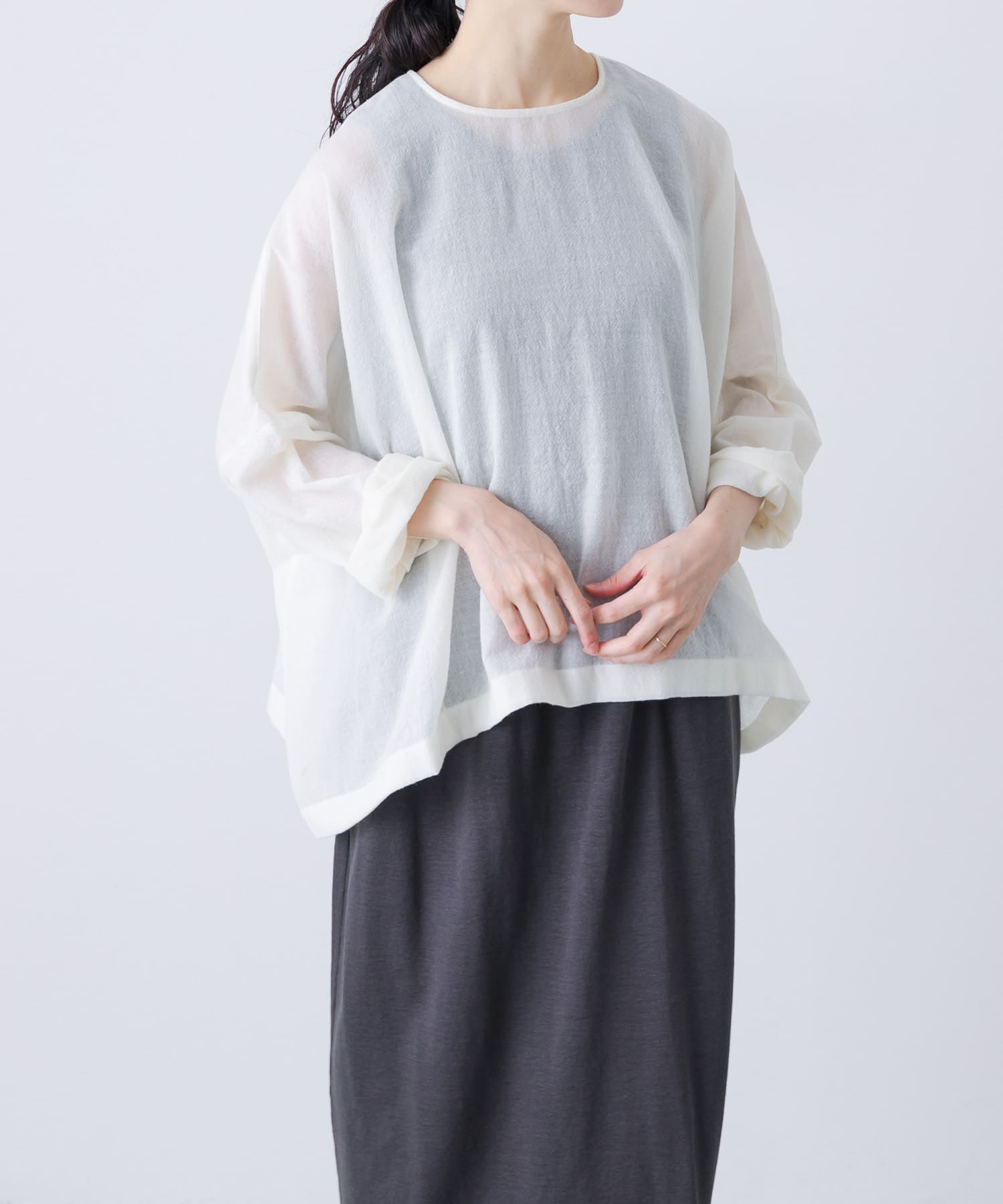ウールガーゼワイドプルオーバー