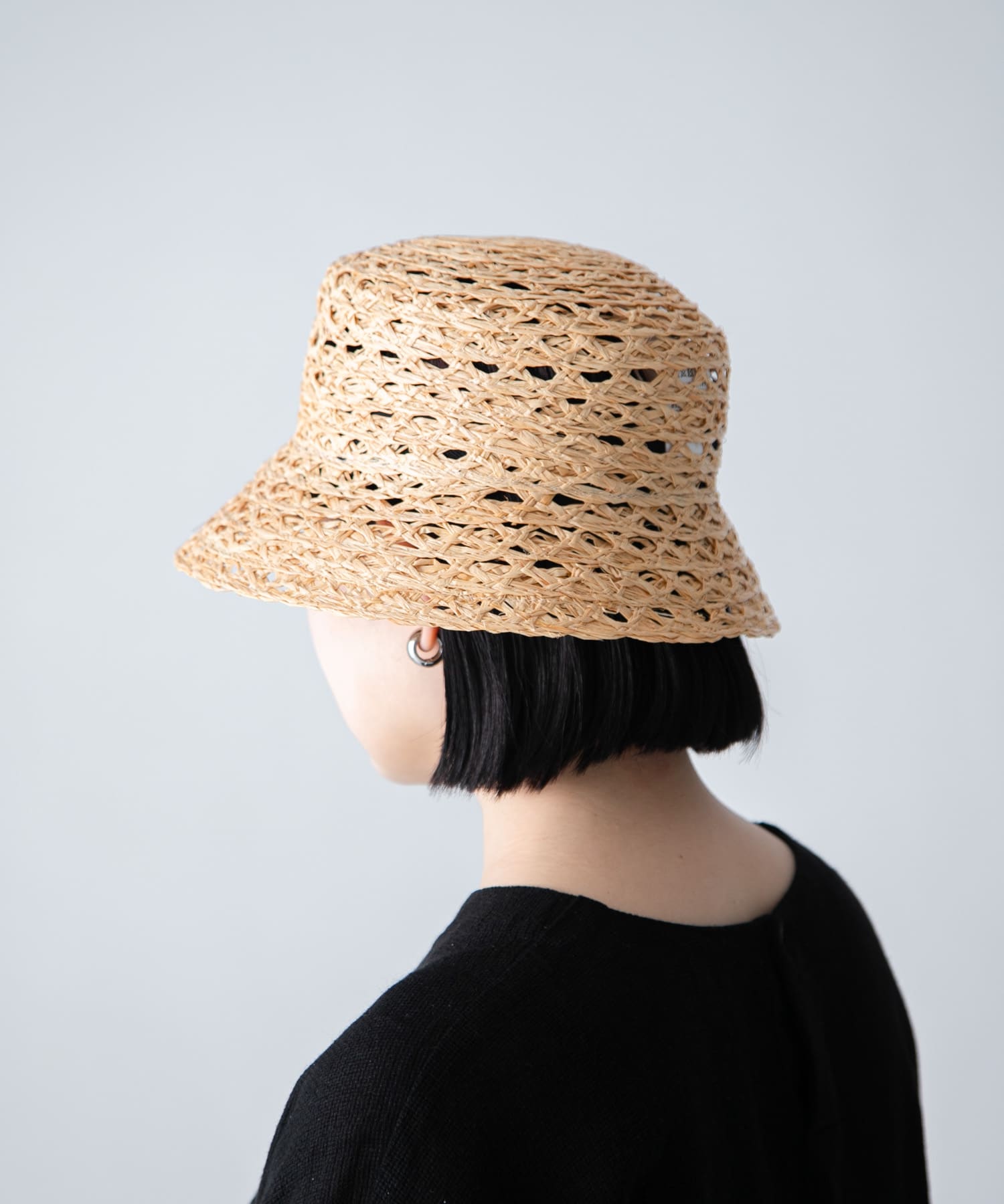 mature ha.　sukashi raffia bucket hat