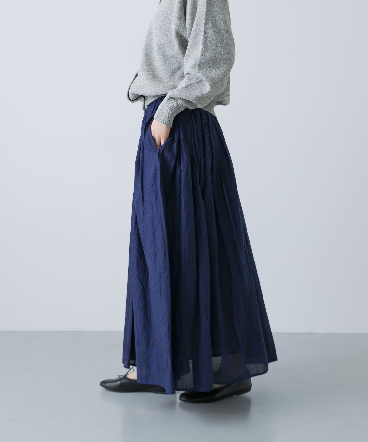maison de soil　DOT&BLOCK PRINT SKIRT