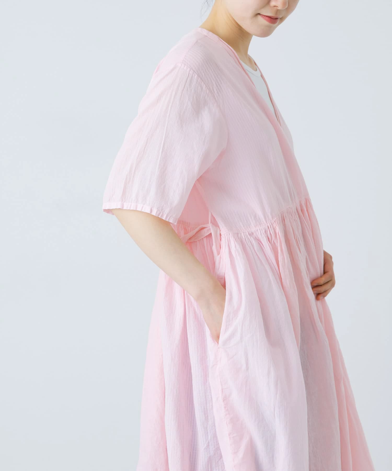 maison de soil PATCHWORK WRAP DRESS(2 L.PINK): ワンピース｜URBAN