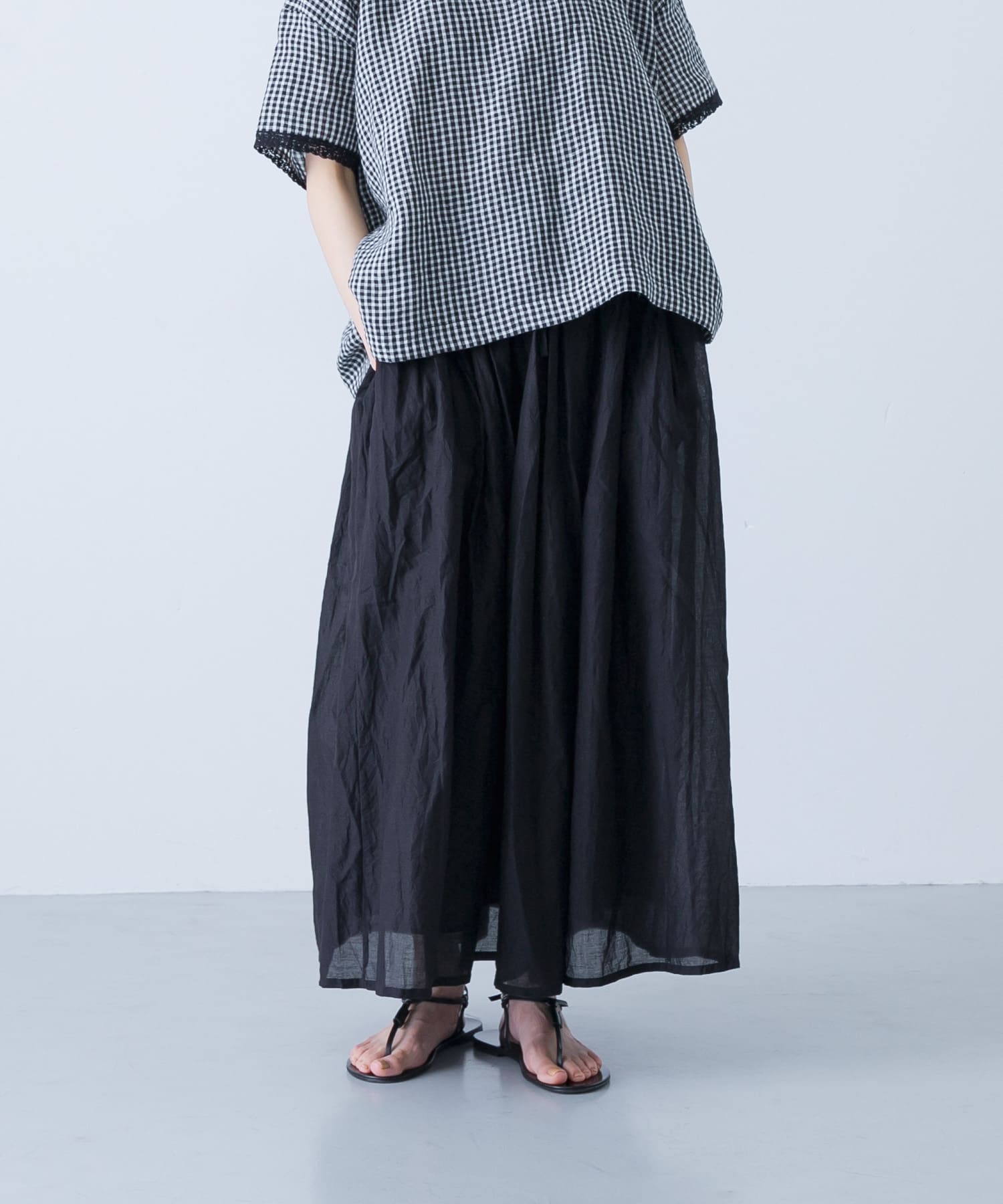 SOIL　VOILE LACE GATHERED SKIRT