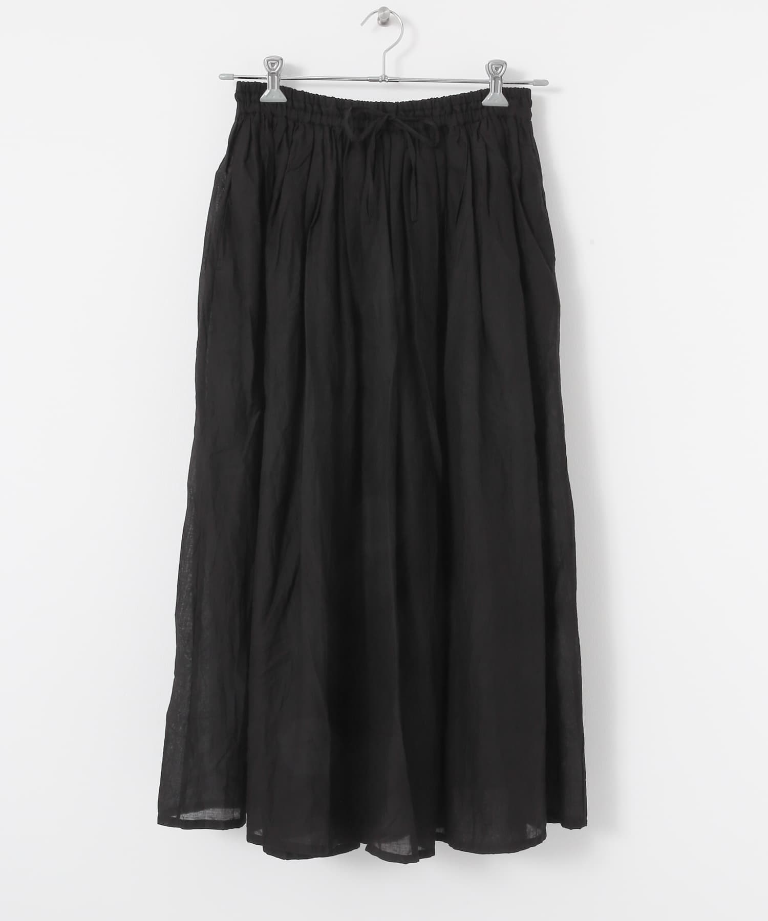 SOIL　VOILE LACE GATHERED SKIRT BLACK 2