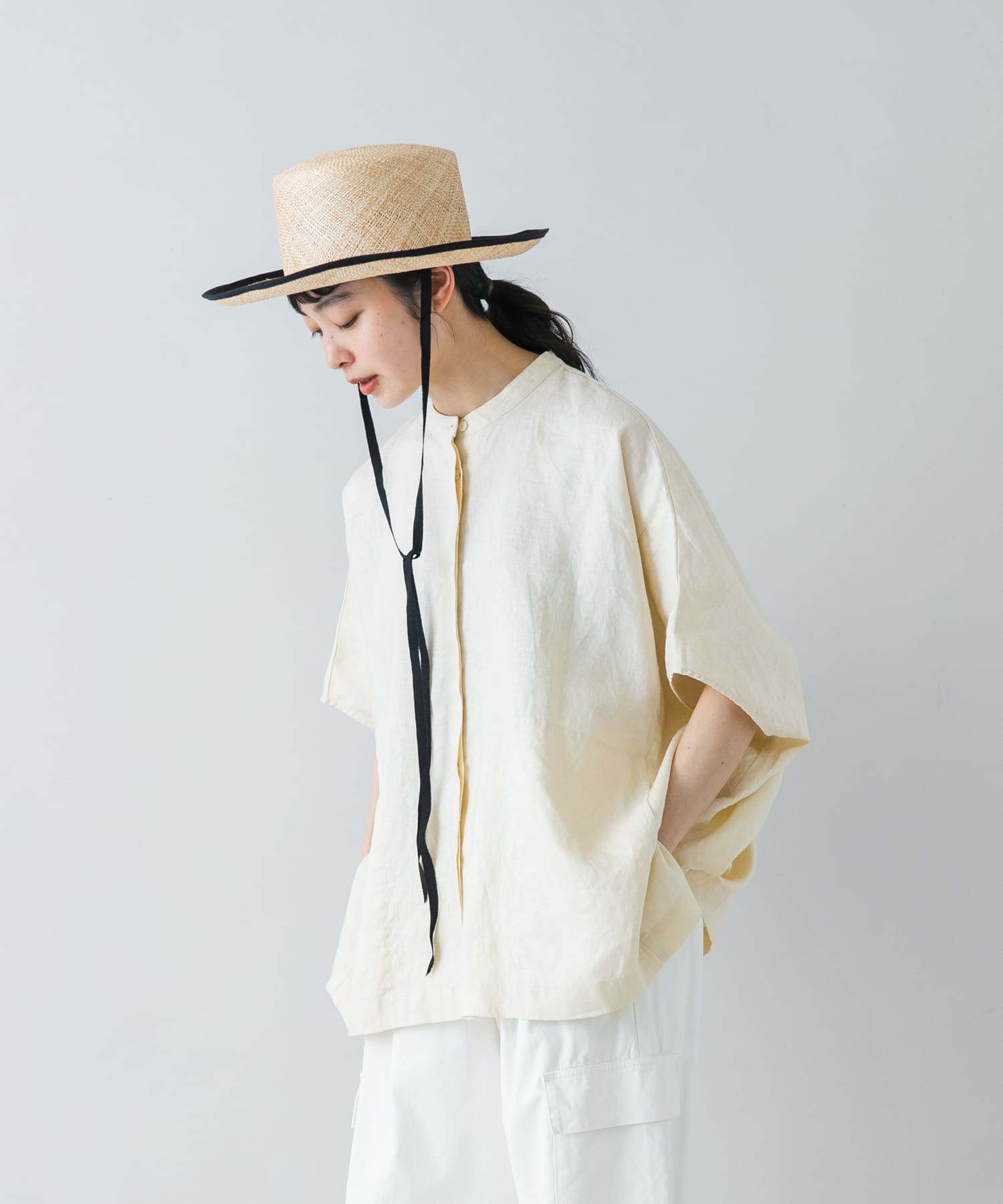 『別注』saravah×かぐれ　バオパイピング3WAYハット NATURALBLK FREE