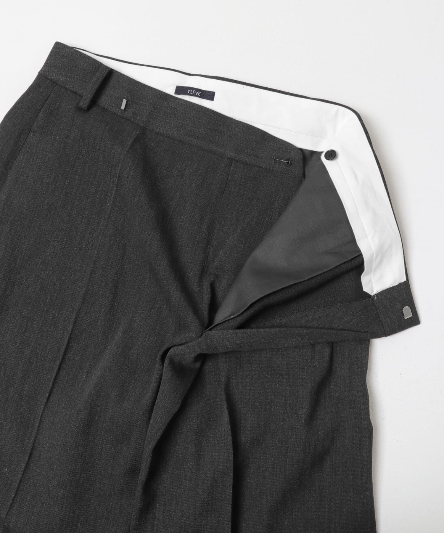 YLEVE　WOOL TRICHOTINE TROUSERS CHARCOAL 1