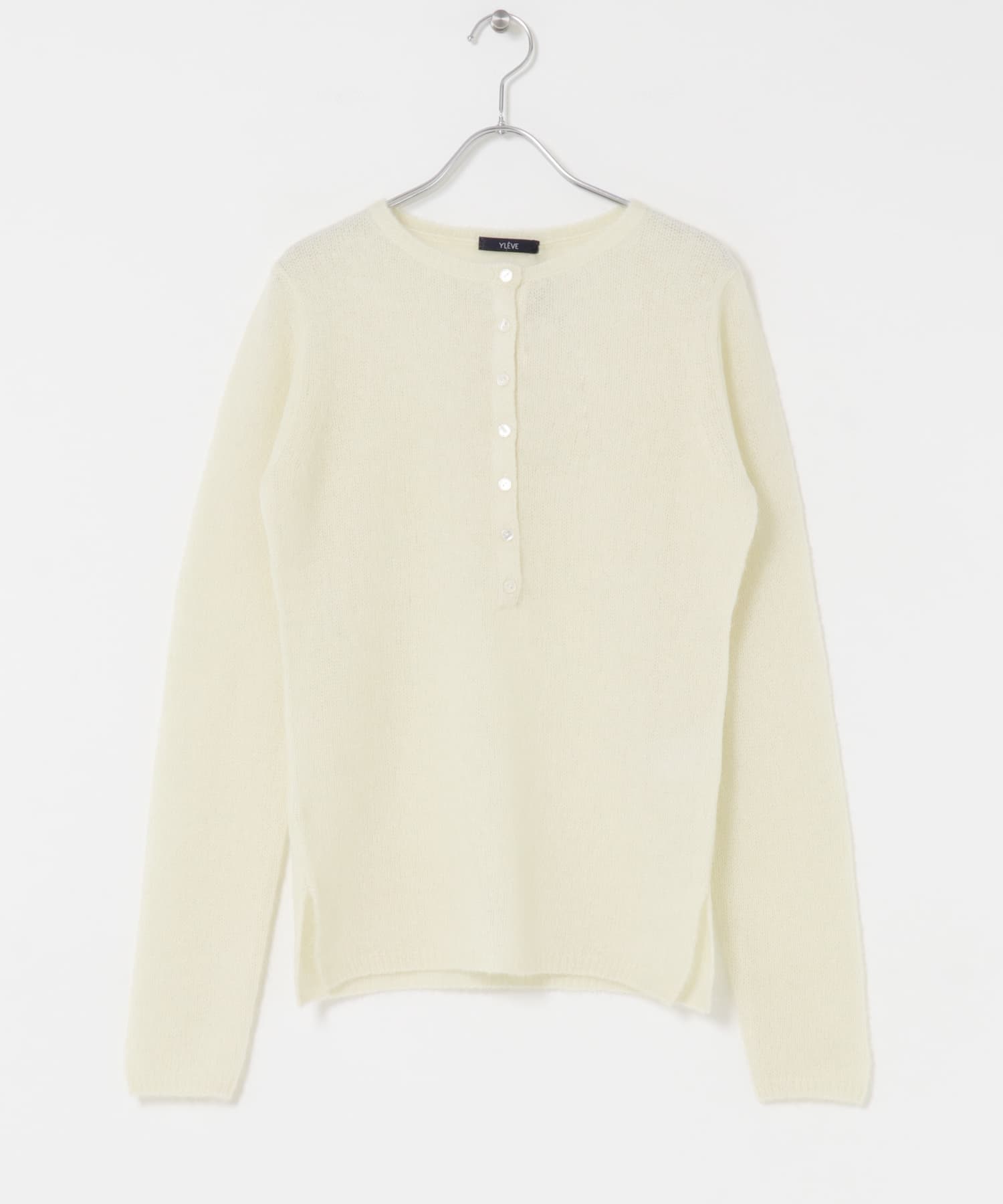 YLEVE　ALPACA KNIT HENLY NECK OFF WHITE 1