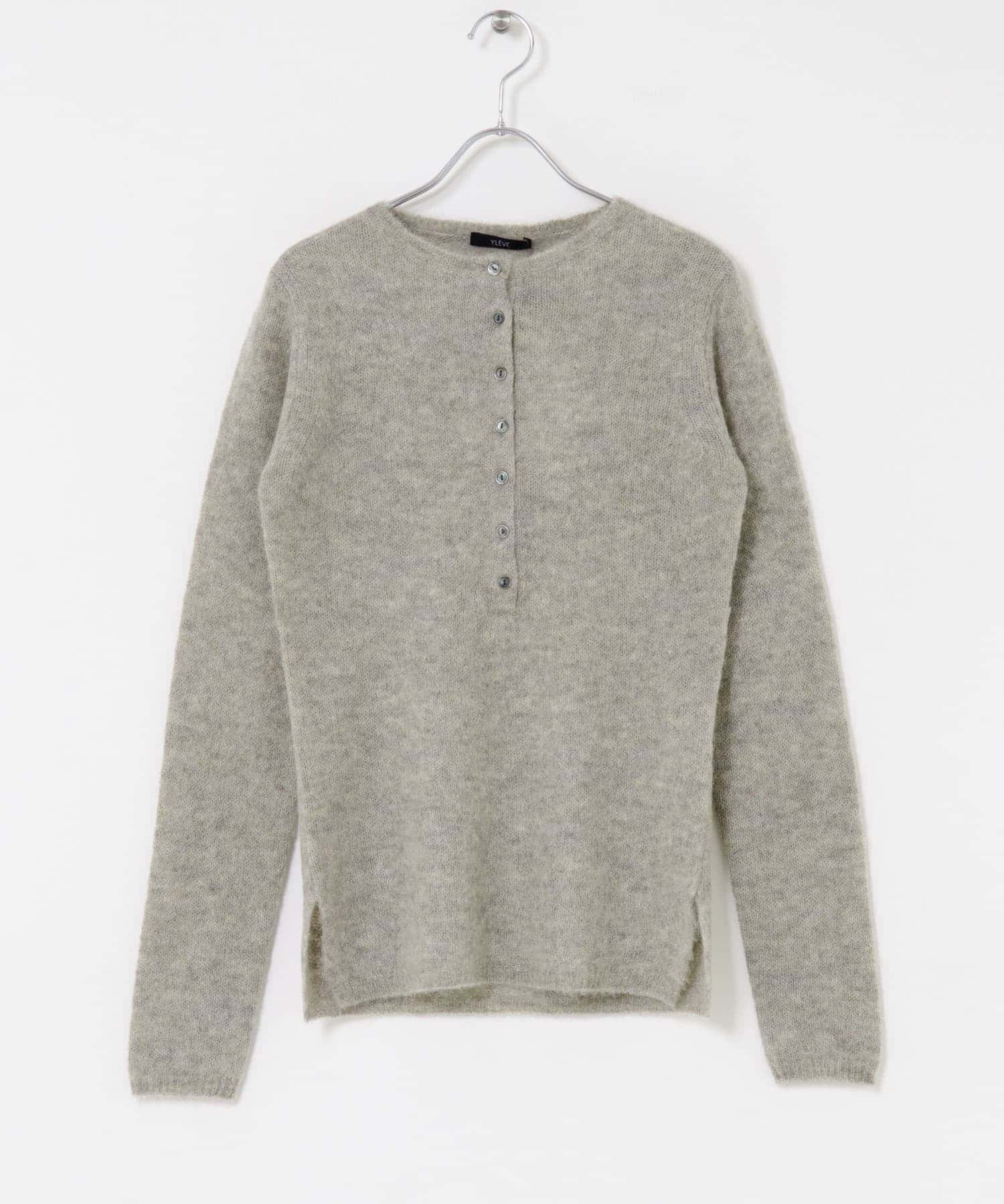 YLEVE　ALPACA KNIT HENLY NECK FOG 1