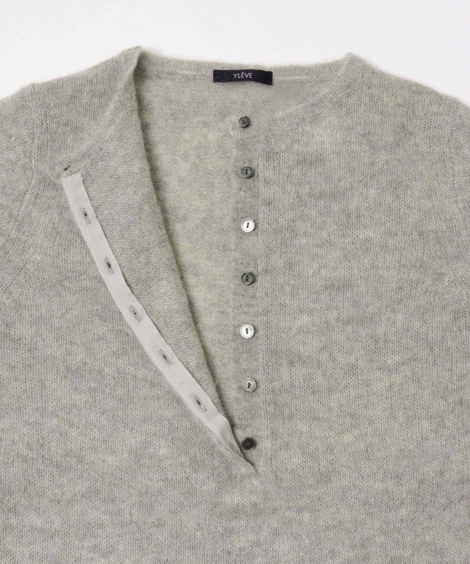 YLEVE　ALPACA KNIT HENLY NECK FOG 1