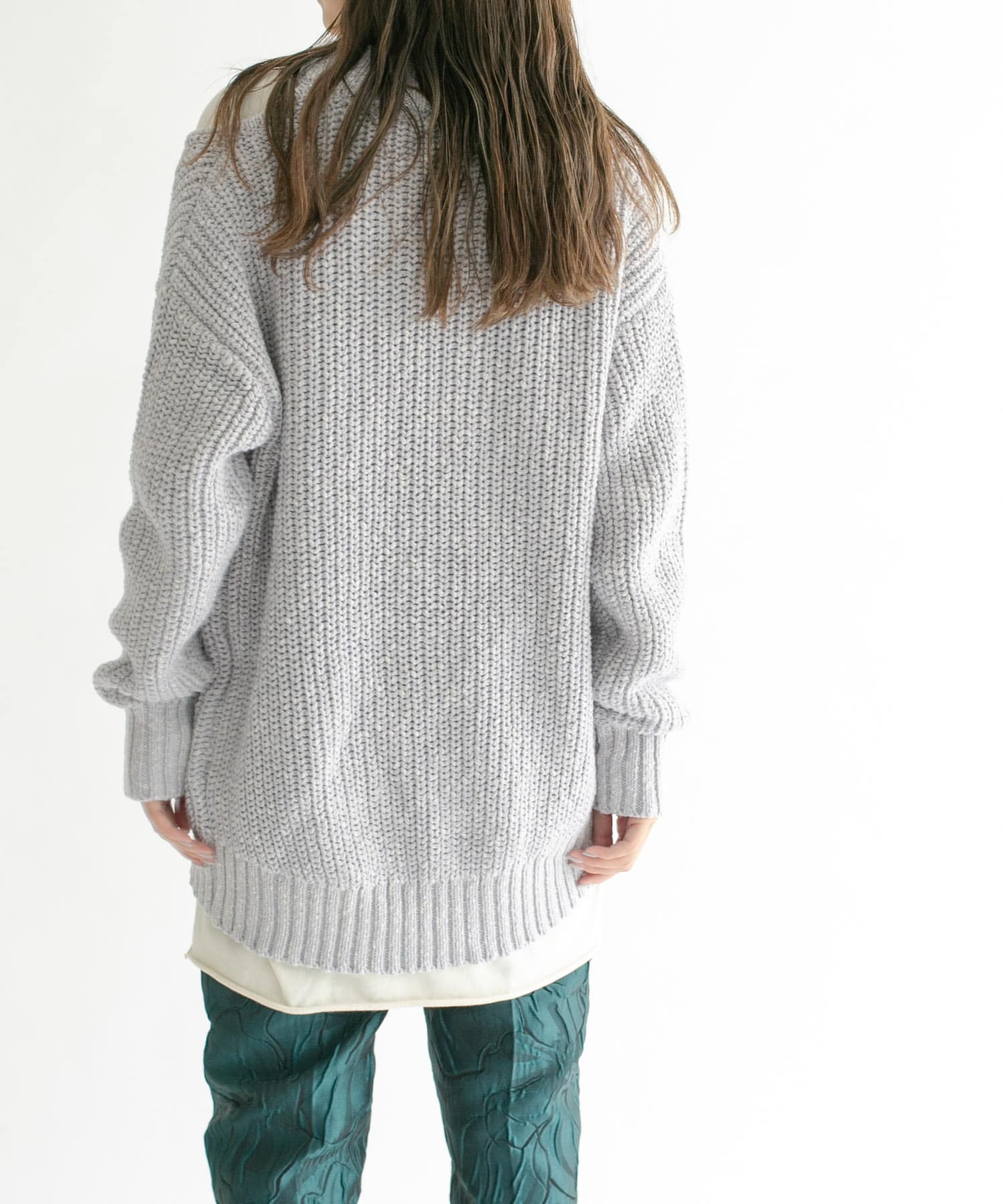 ショルダースリットBIGカーディガン L.BLUE one