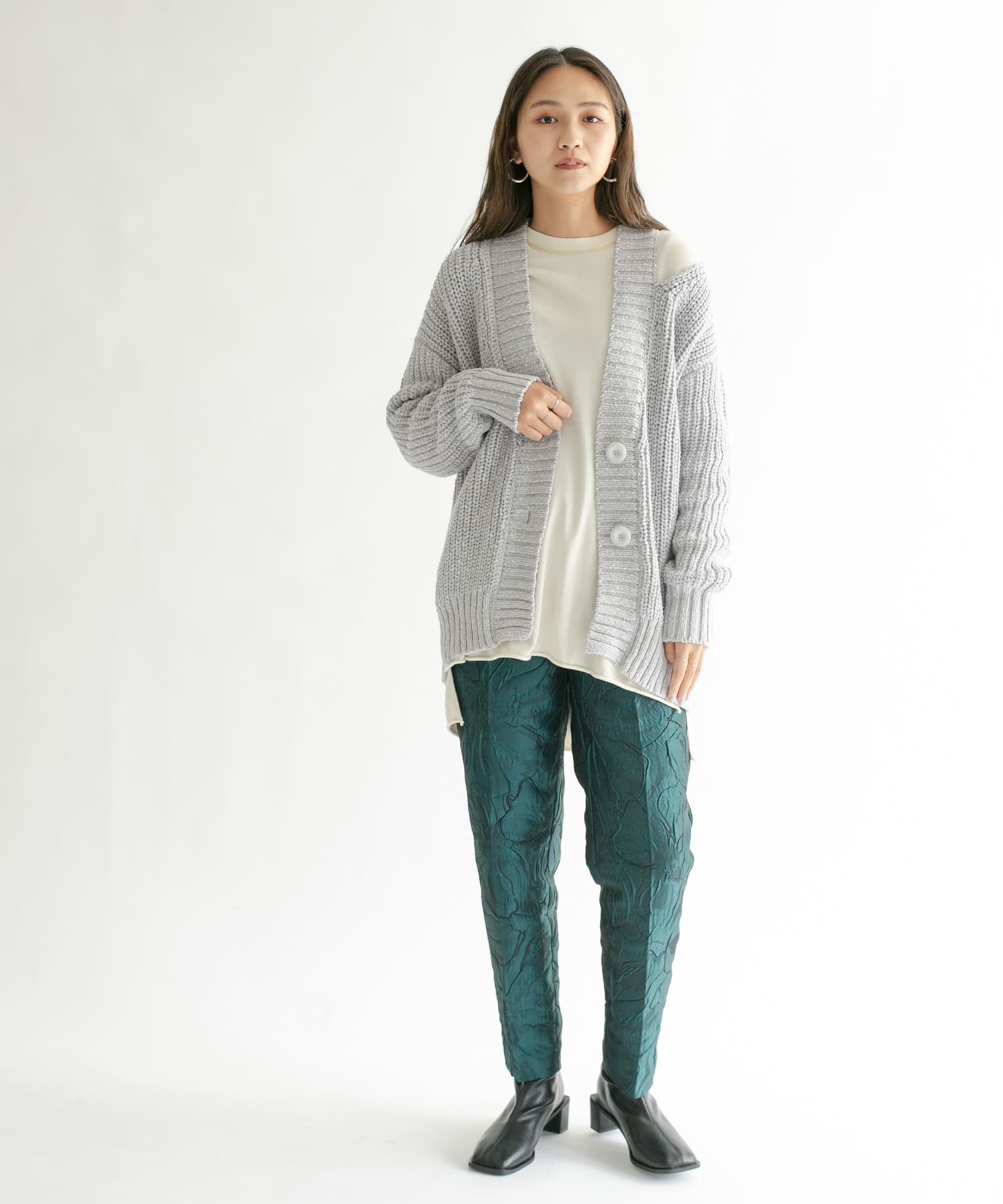 ショルダースリットBIGカーディガン L.BLUE one