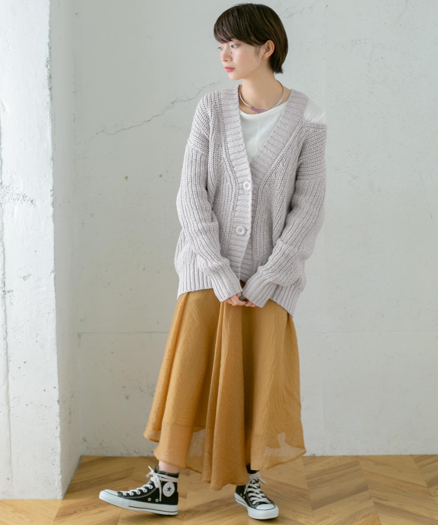 ショルダースリットBIGカーディガン L.BLUE one
