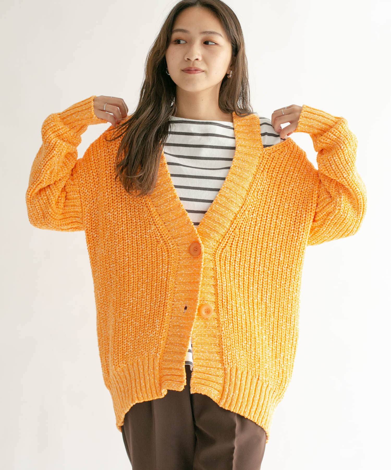ショルダースリットBIGカーディガン ORANGE one