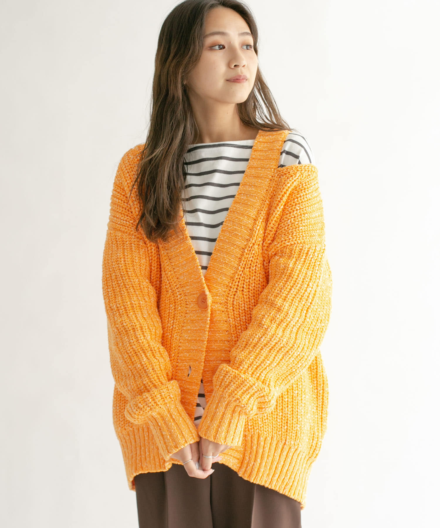 ショルダースリットBIGカーディガン ORANGE one