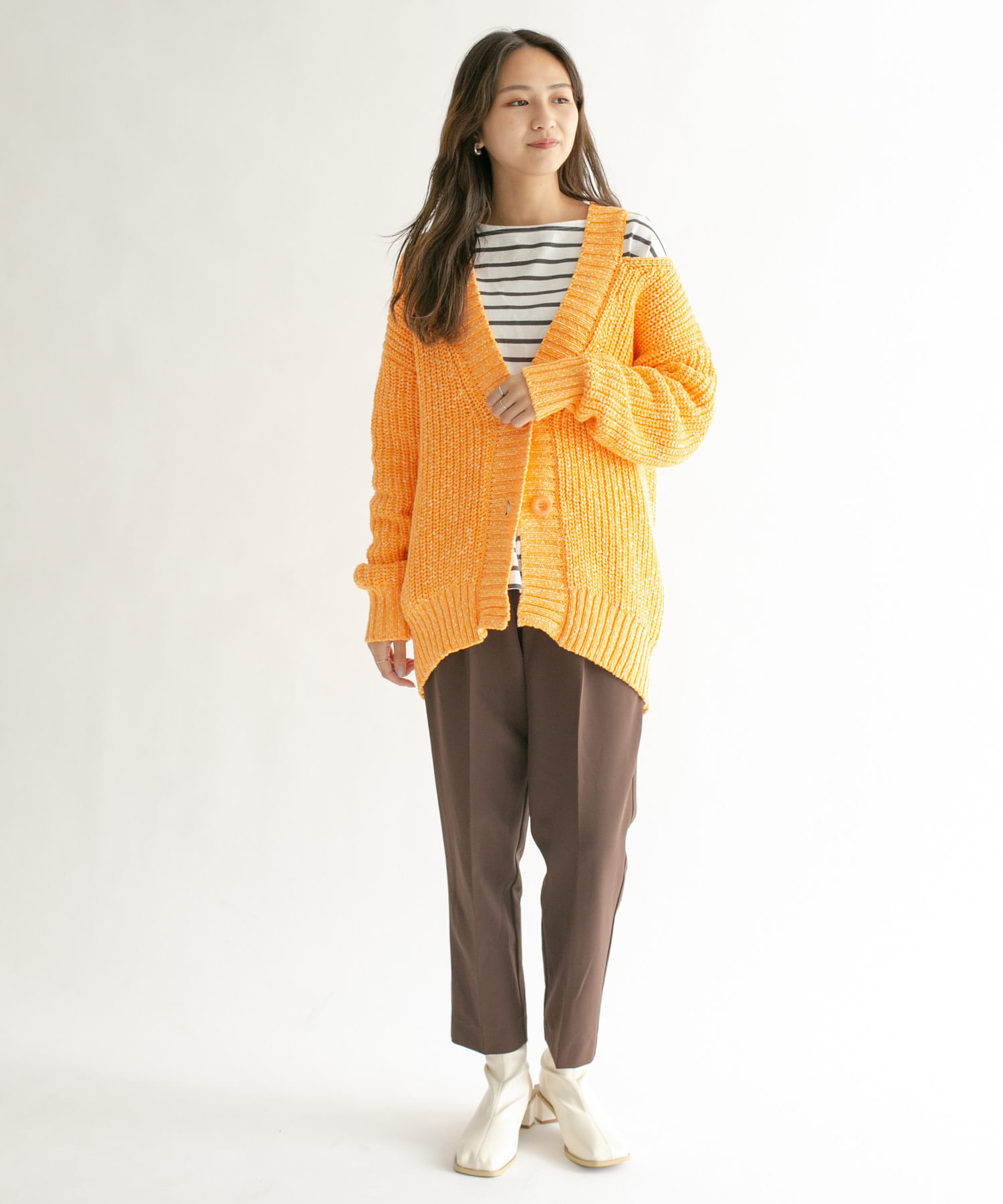 ショルダースリットBIGカーディガン ORANGE one
