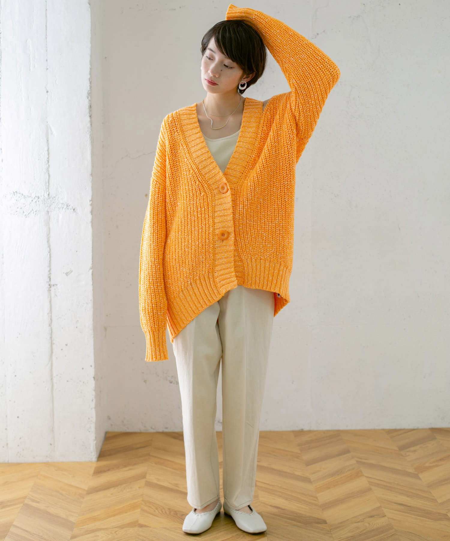 ショルダースリットBIGカーディガン ORANGE one
