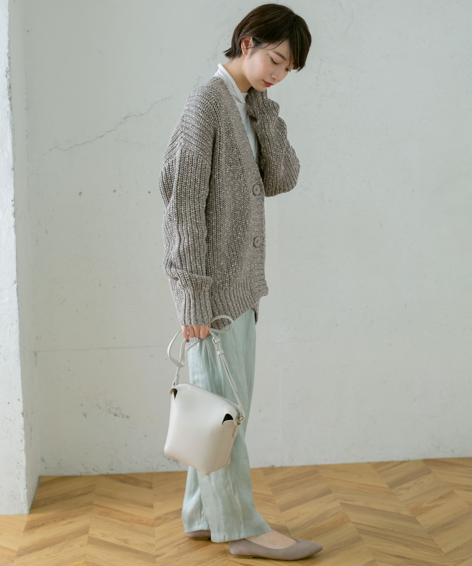 ショルダースリットBIGカーディガン GRAY one