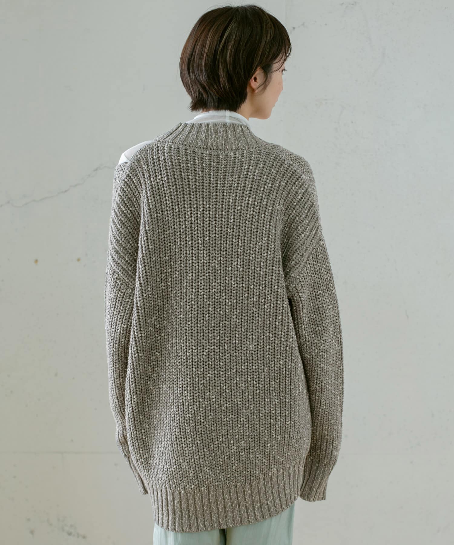 ショルダースリットBIGカーディガン GRAY one