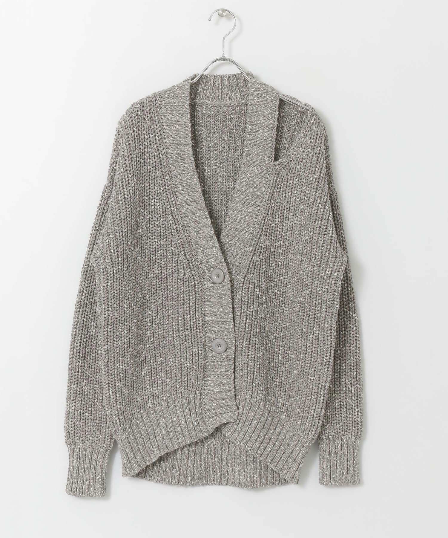 ショルダースリットBIGカーディガン GRAY one