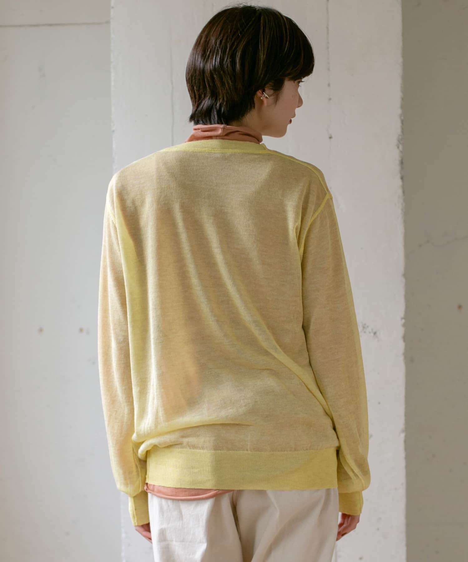 クルーネックシアーニット∴ YELLOW one