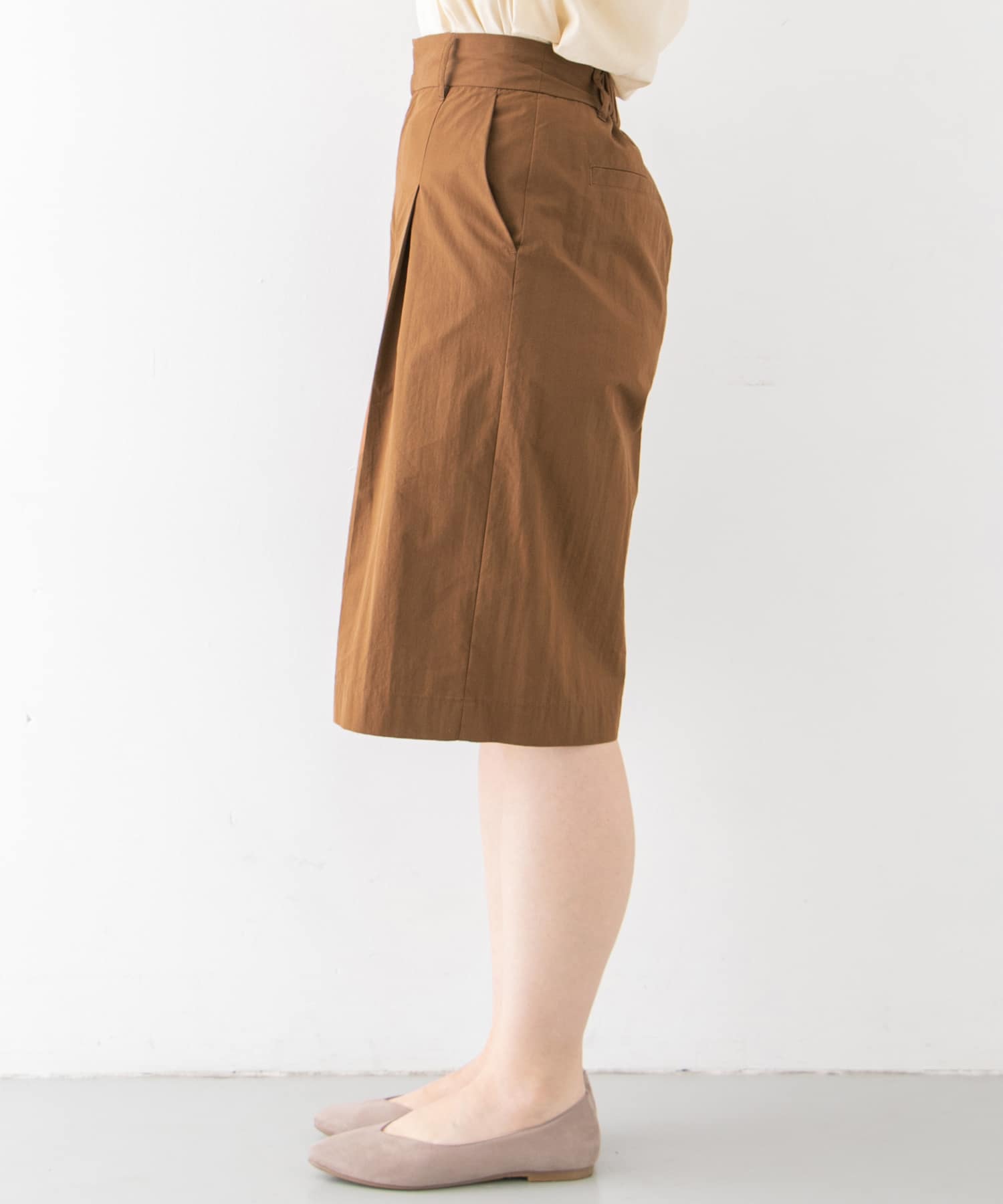 フロントタックハーフパンツ∴ BROWN one