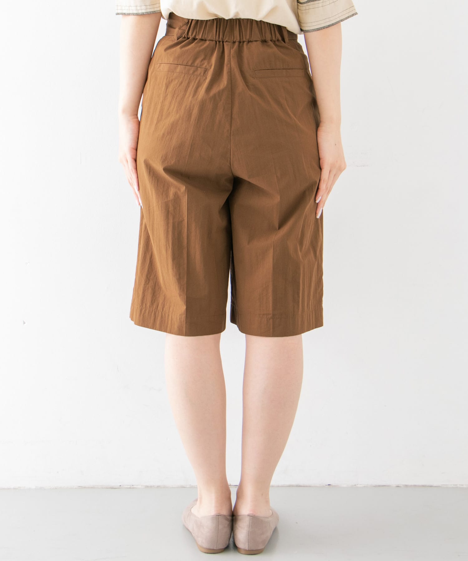 フロントタックハーフパンツ∴ BROWN one
